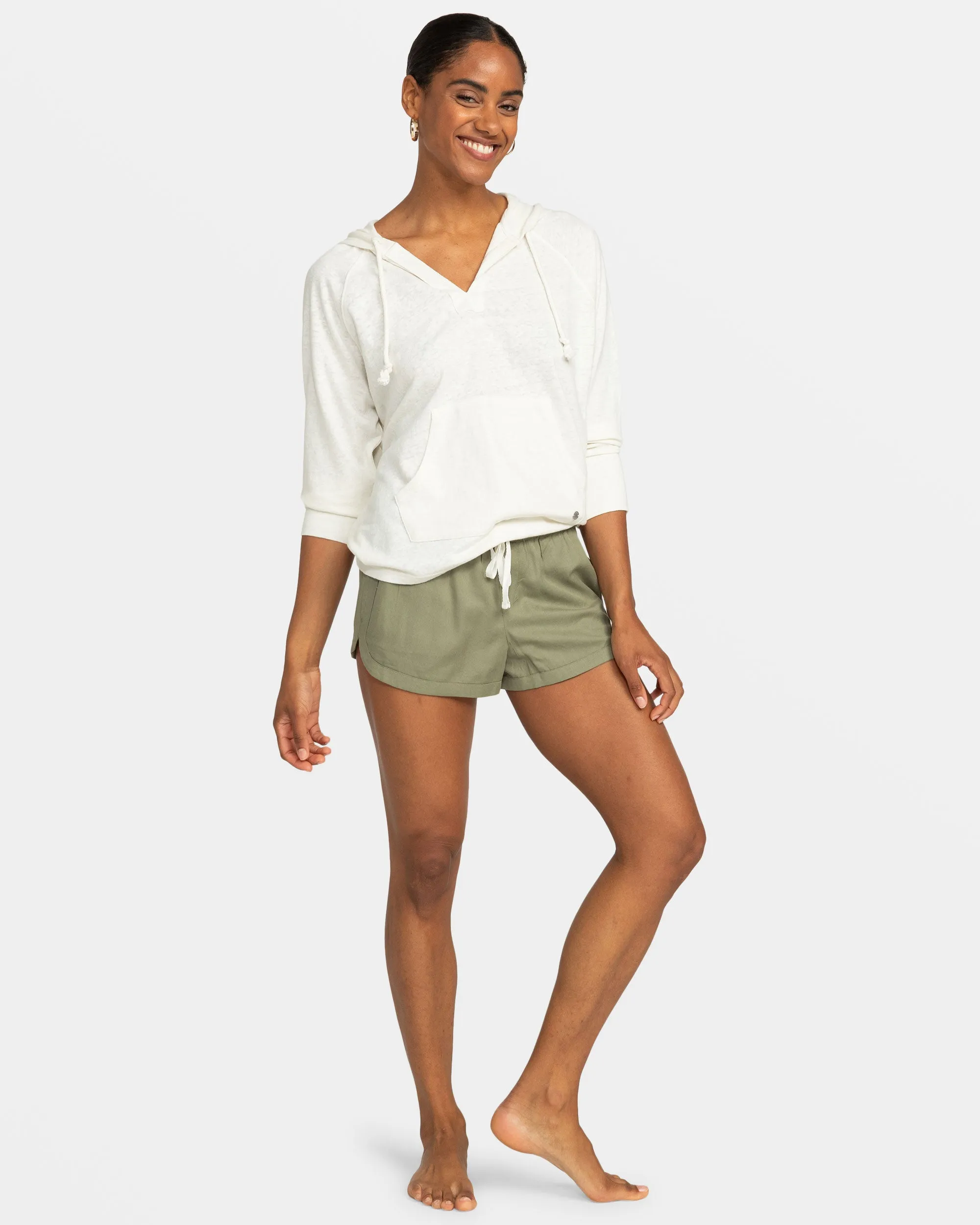 New Impossible Love Elastic Waist Shorts - Sea Spray