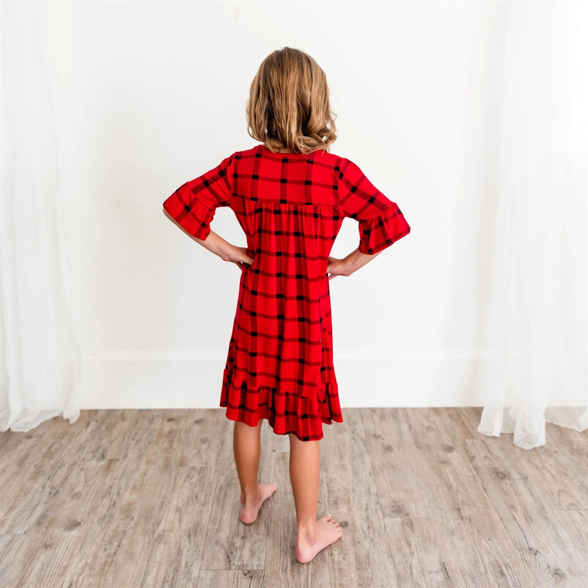 Noel House Dress (Girls' Sizes): Red Plaid