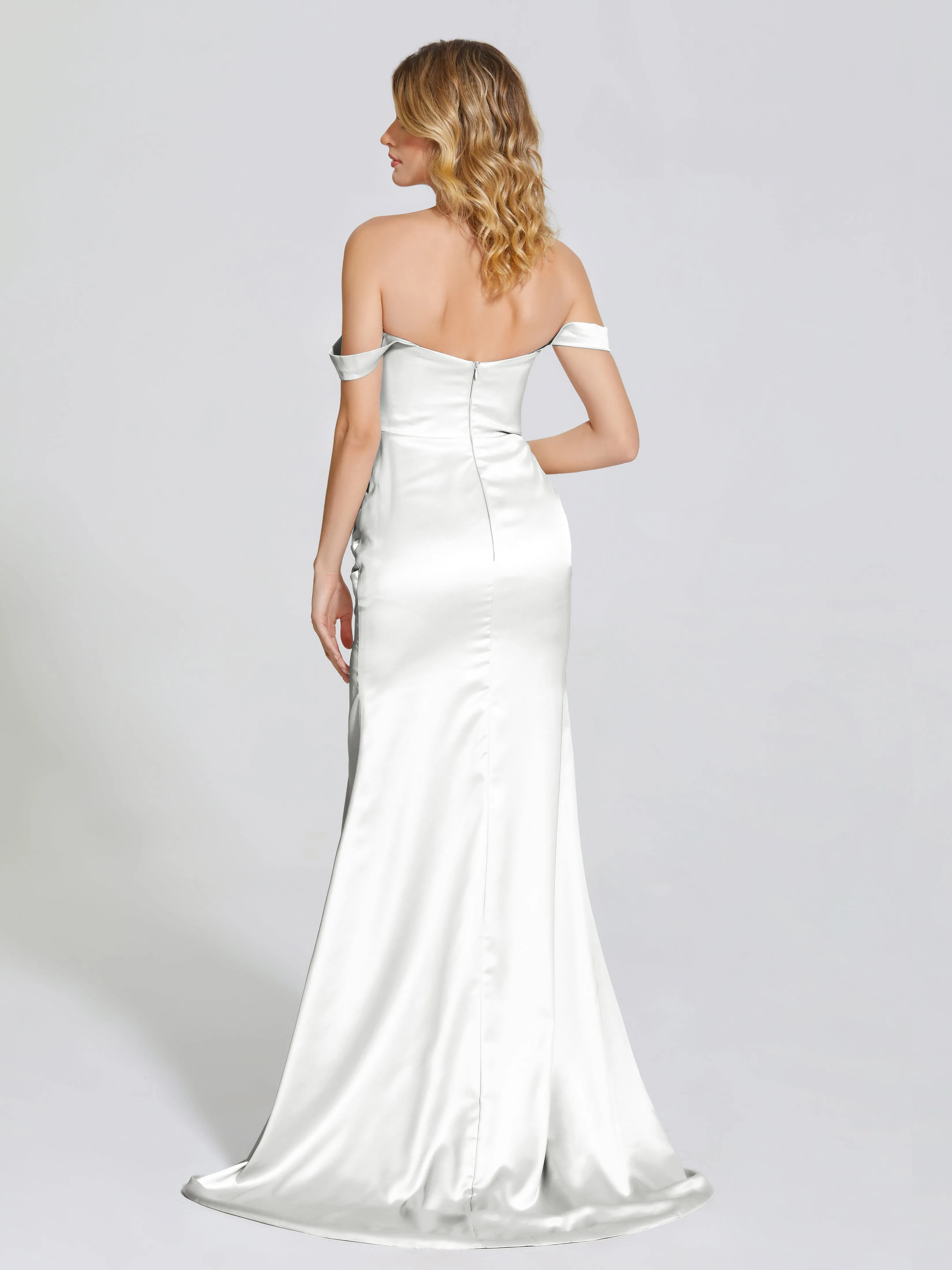 Off The Shoulder Soft Satin Prom Dresses