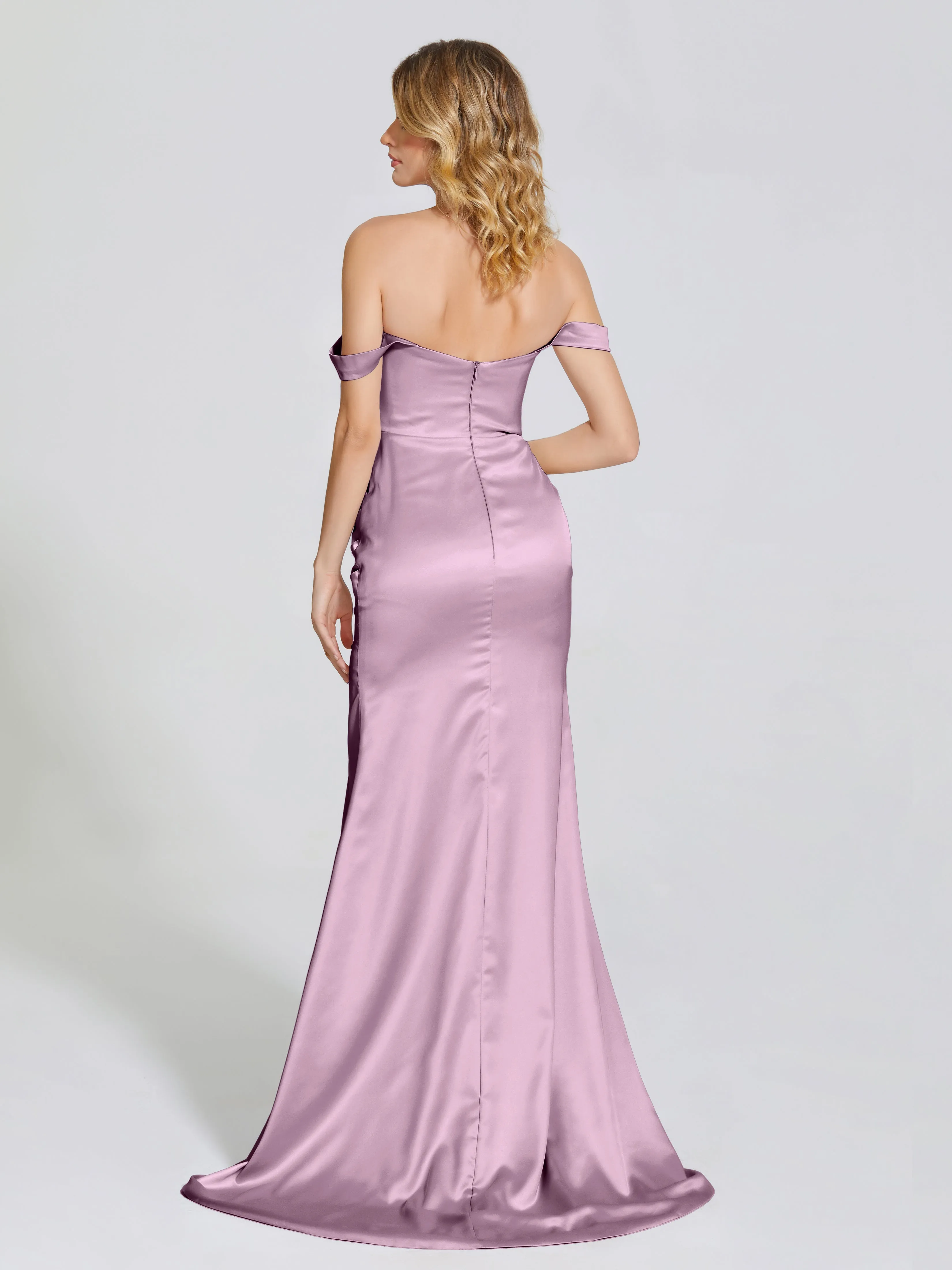 Off The Shoulder Soft Satin Prom Dresses