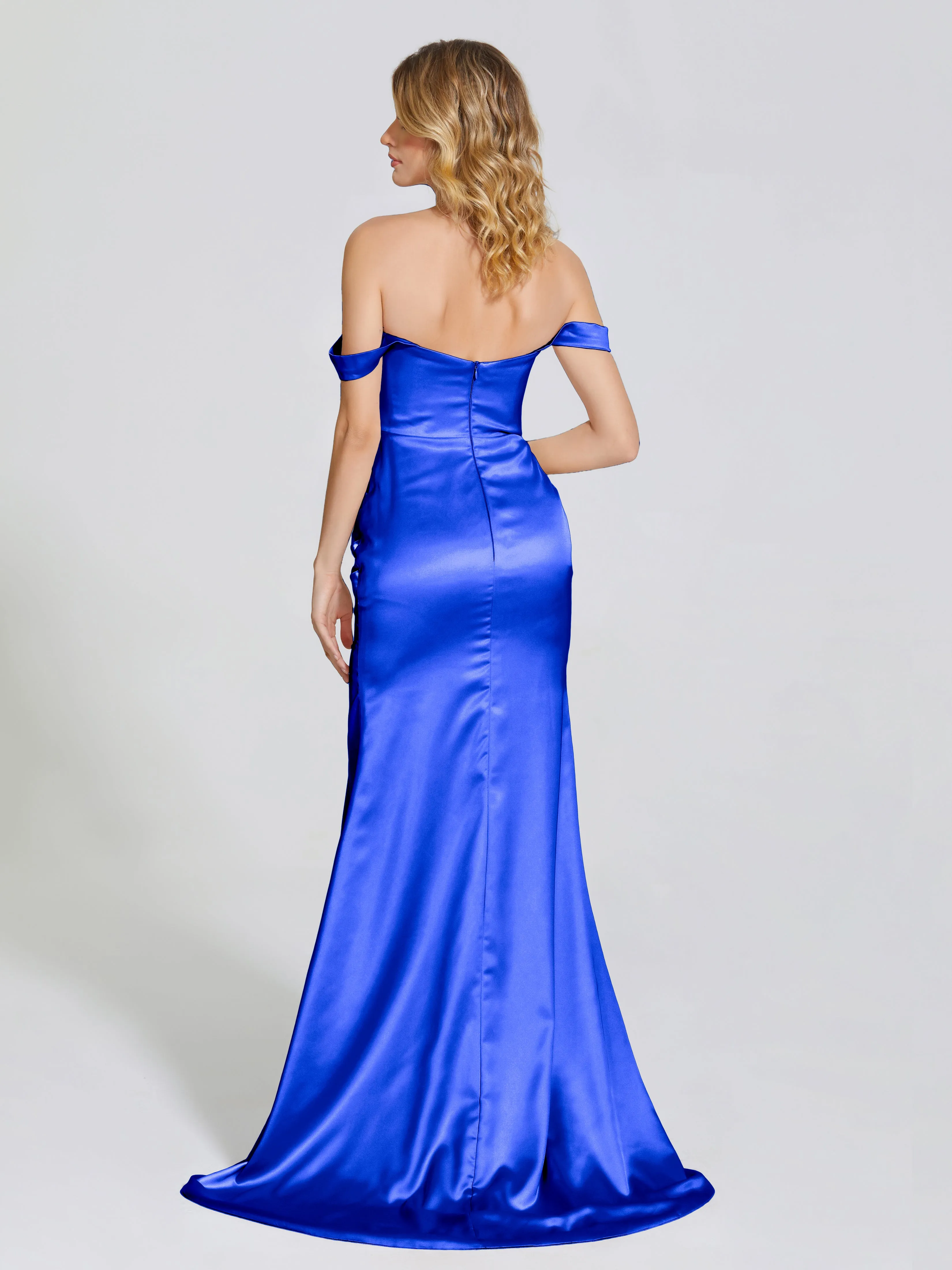 Off The Shoulder Soft Satin Prom Dresses