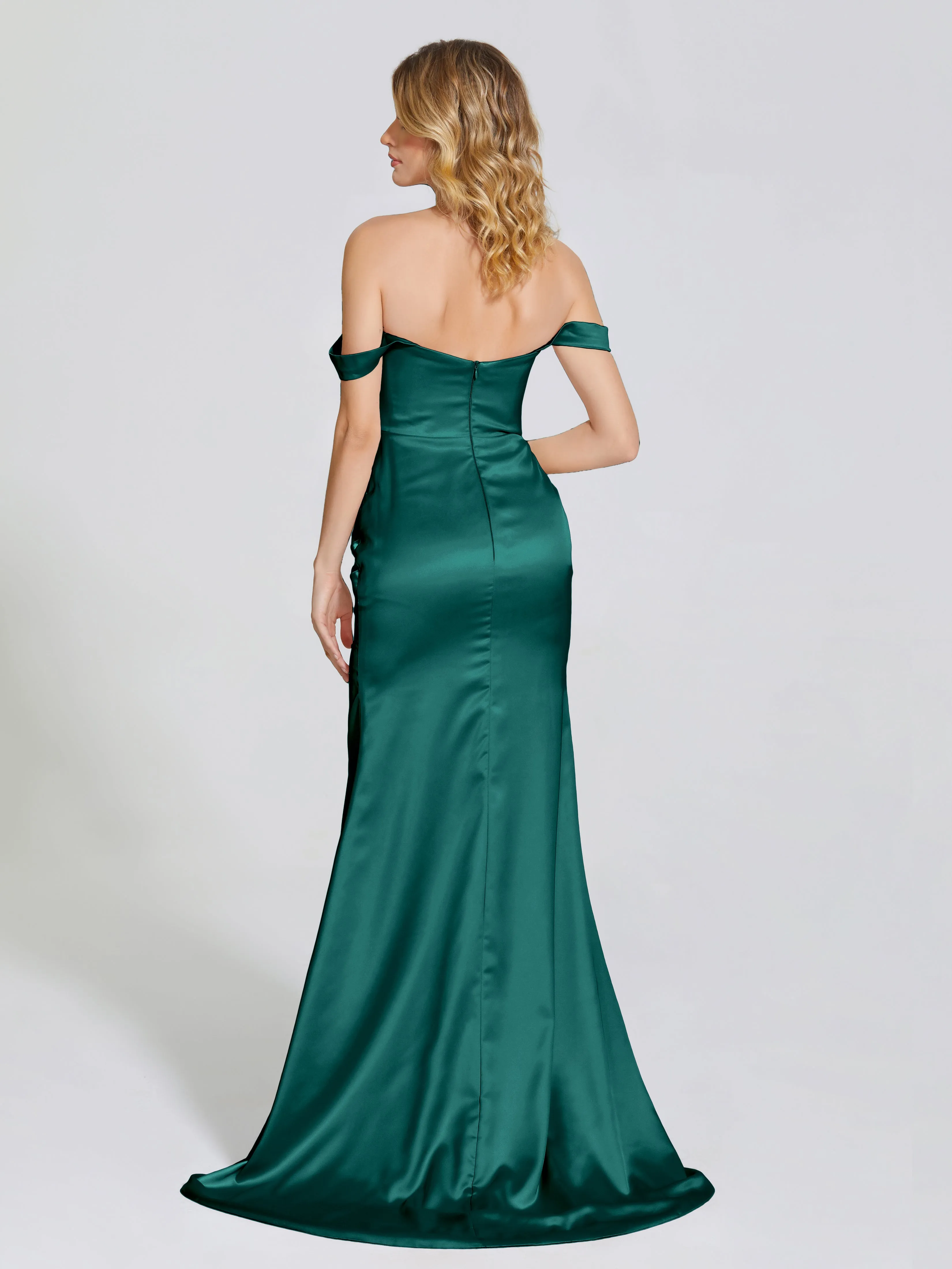 Off The Shoulder Soft Satin Prom Dresses