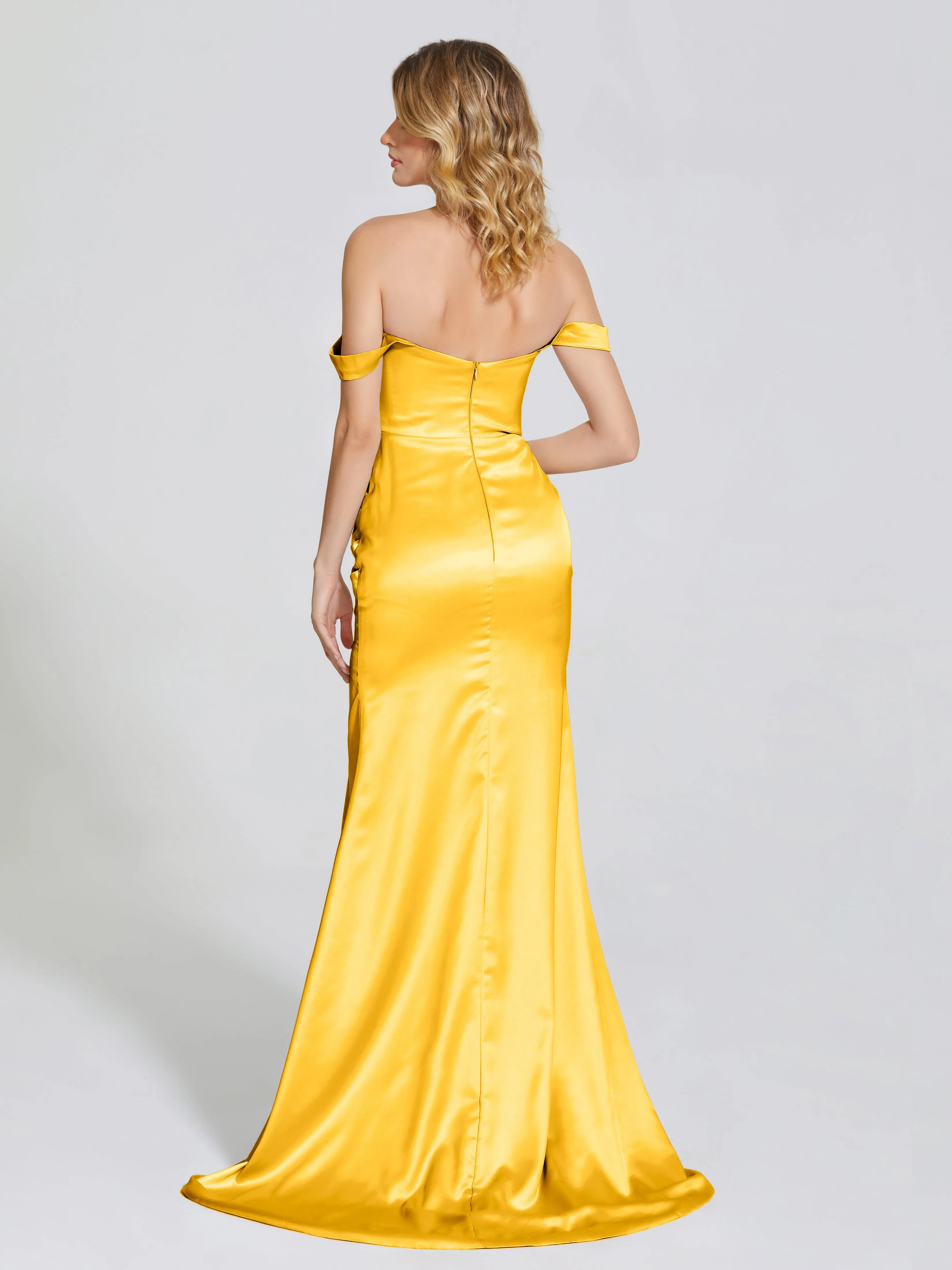 Off The Shoulder Soft Satin Prom Dresses