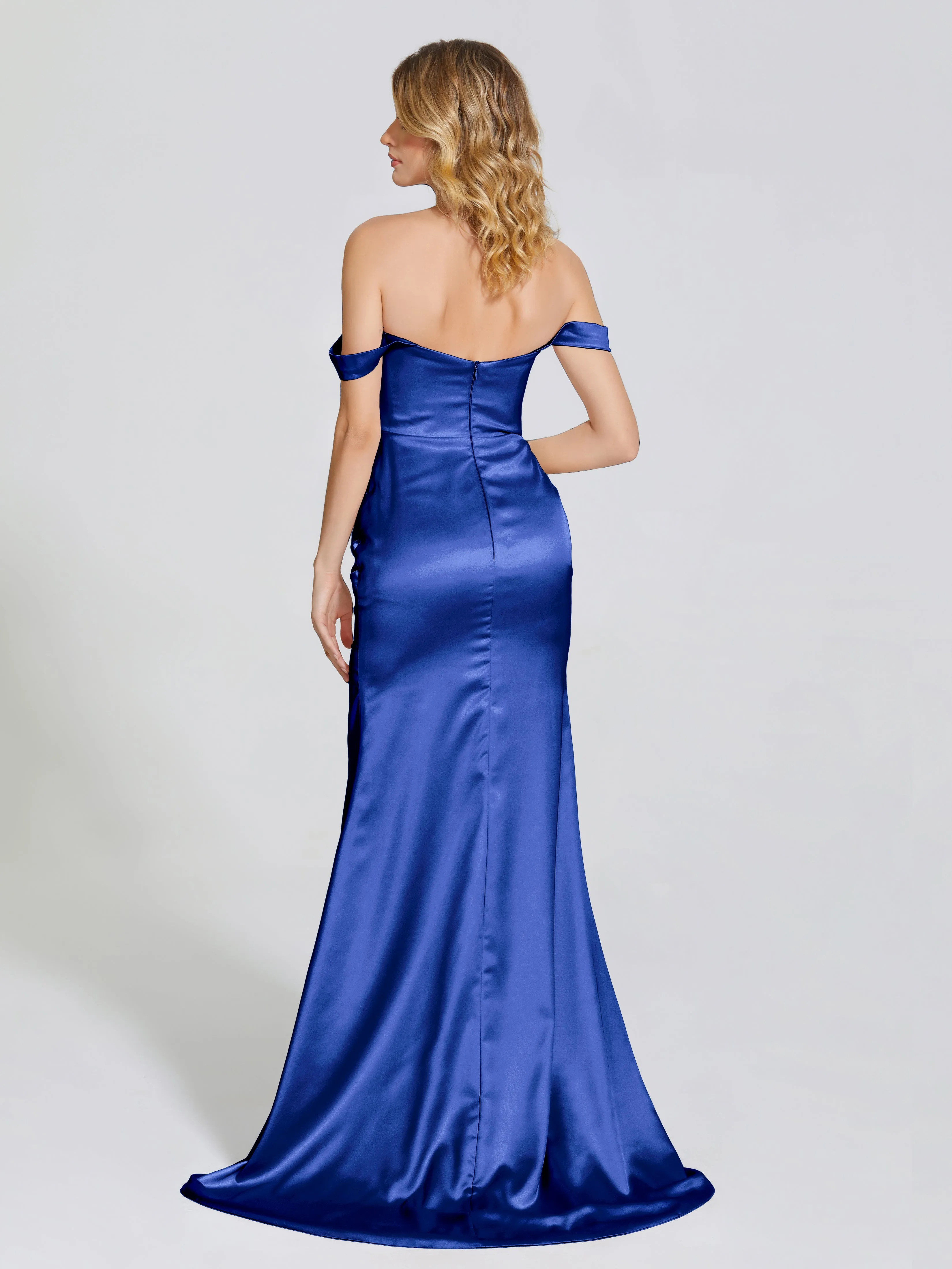 Off The Shoulder Soft Satin Prom Dresses