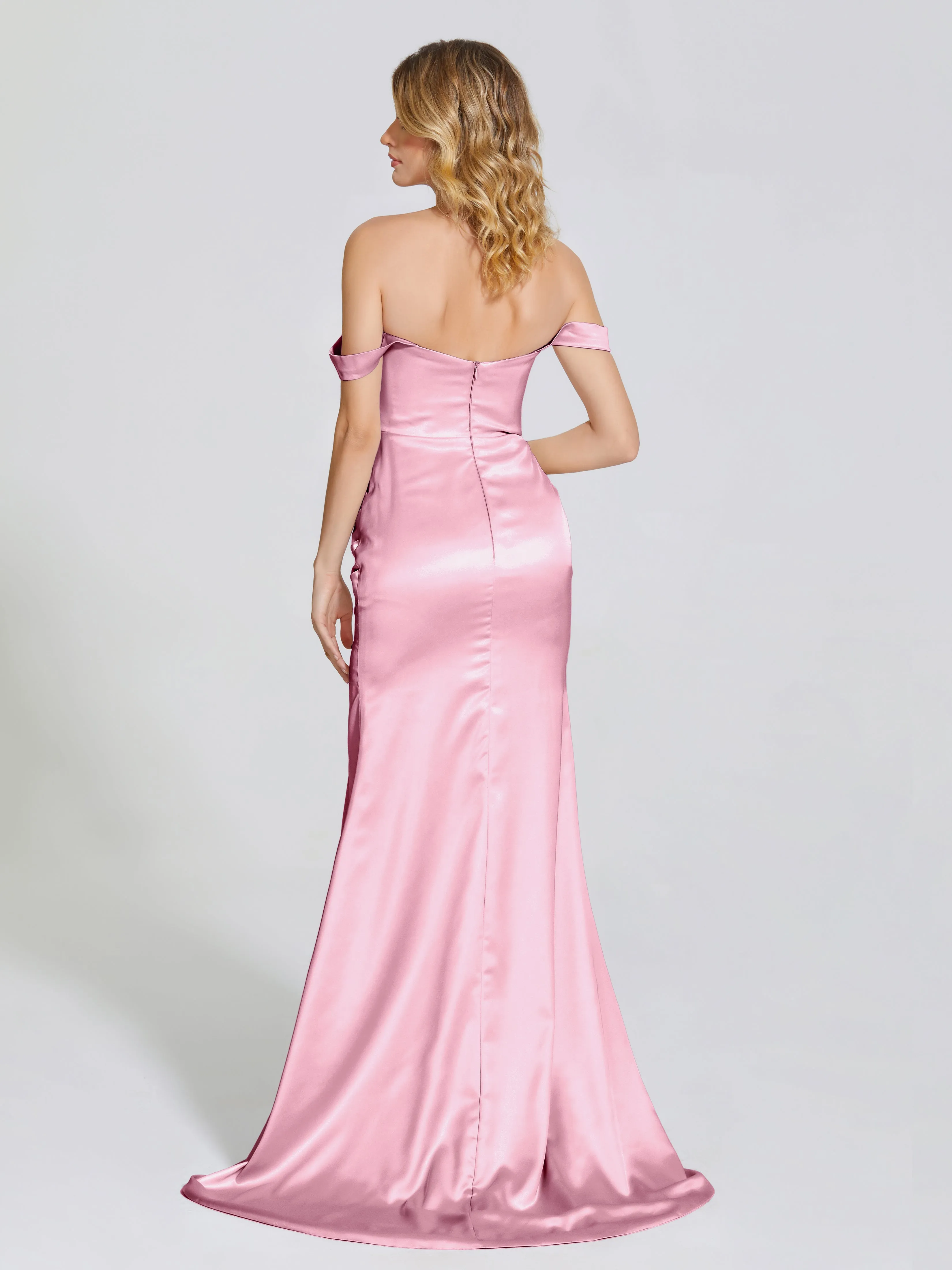 Off The Shoulder Soft Satin Prom Dresses