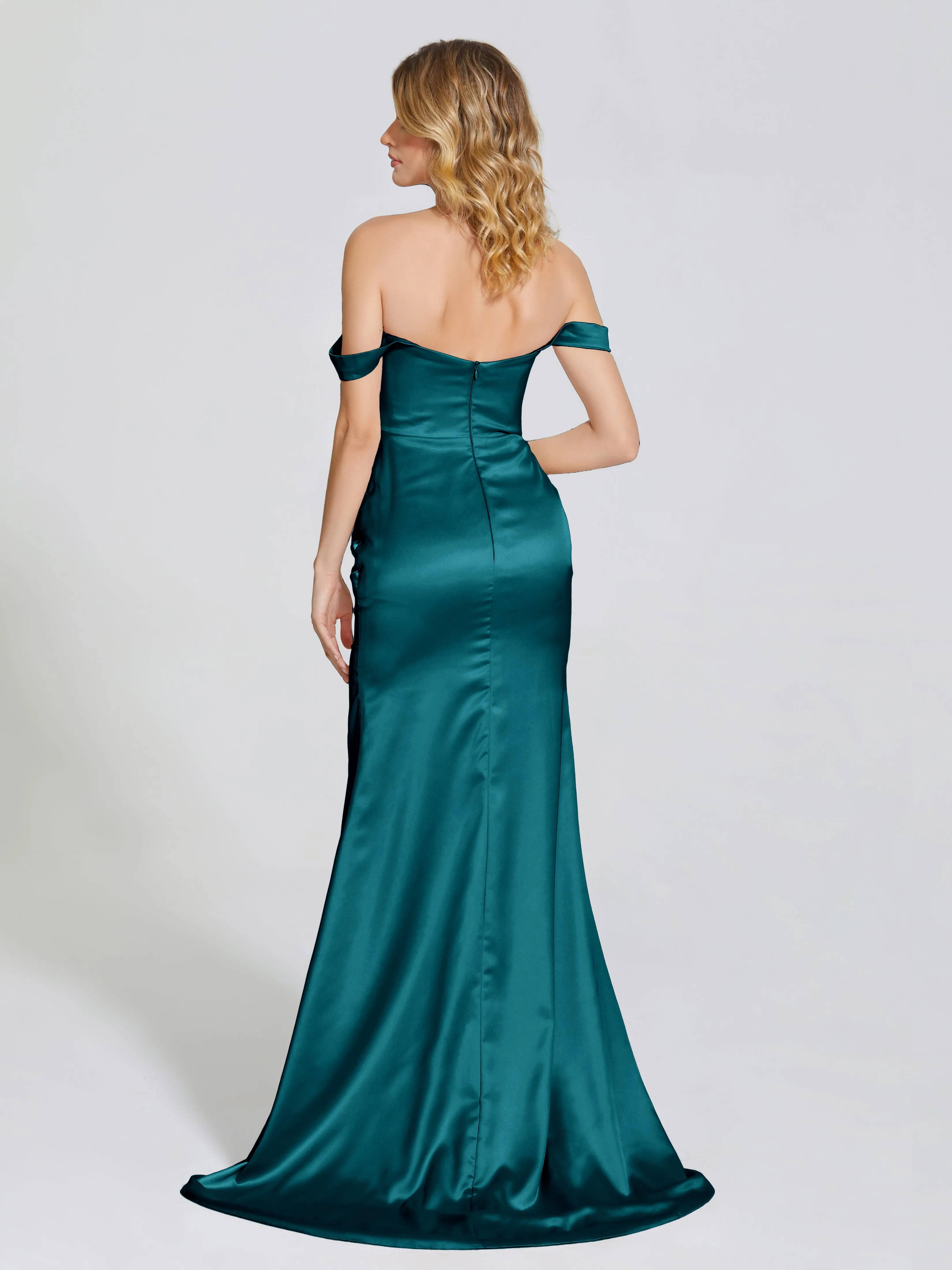 Off The Shoulder Soft Satin Prom Dresses