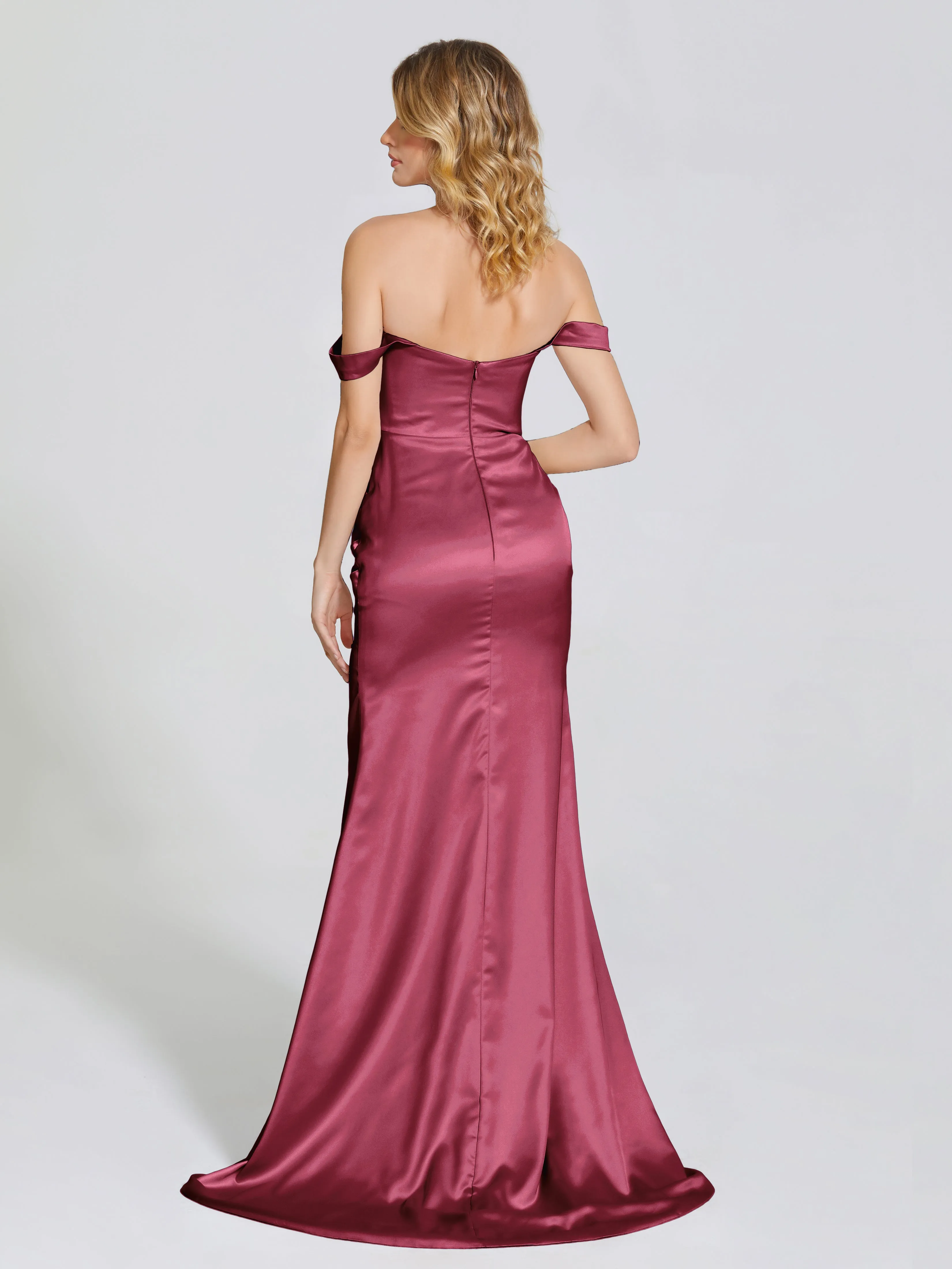 Off The Shoulder Soft Satin Prom Dresses