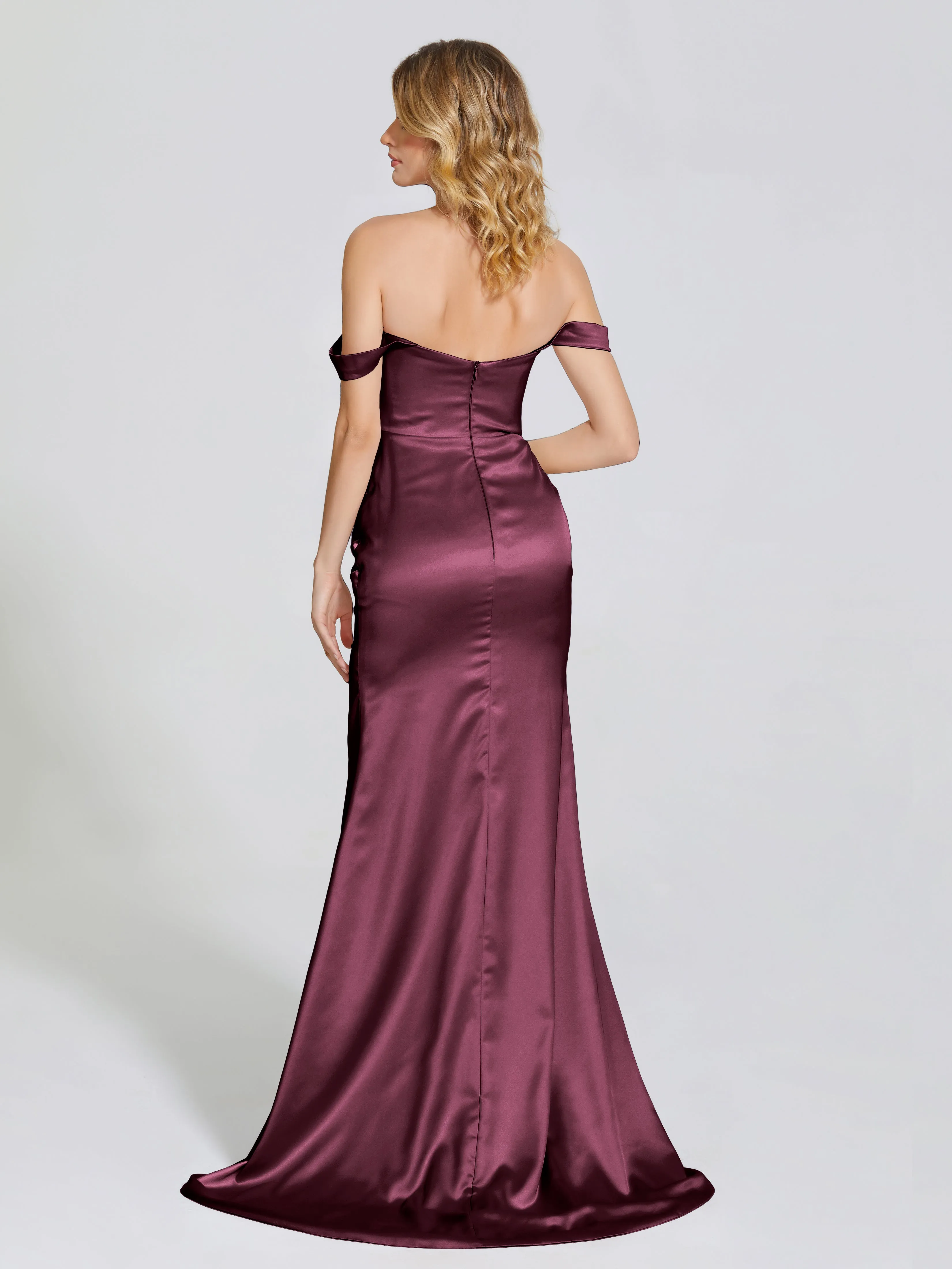 Off The Shoulder Soft Satin Prom Dresses
