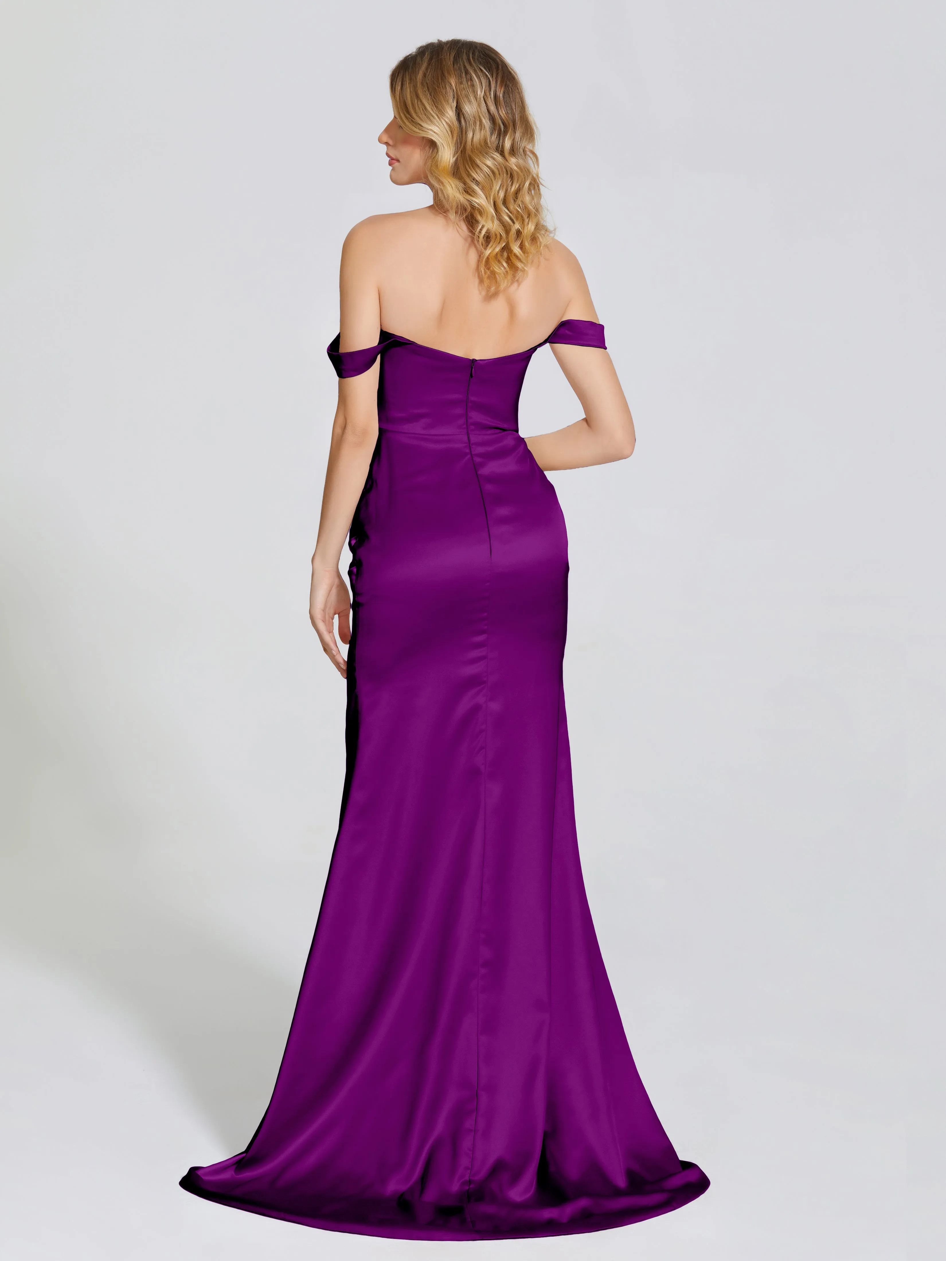 Off The Shoulder Soft Satin Prom Dresses