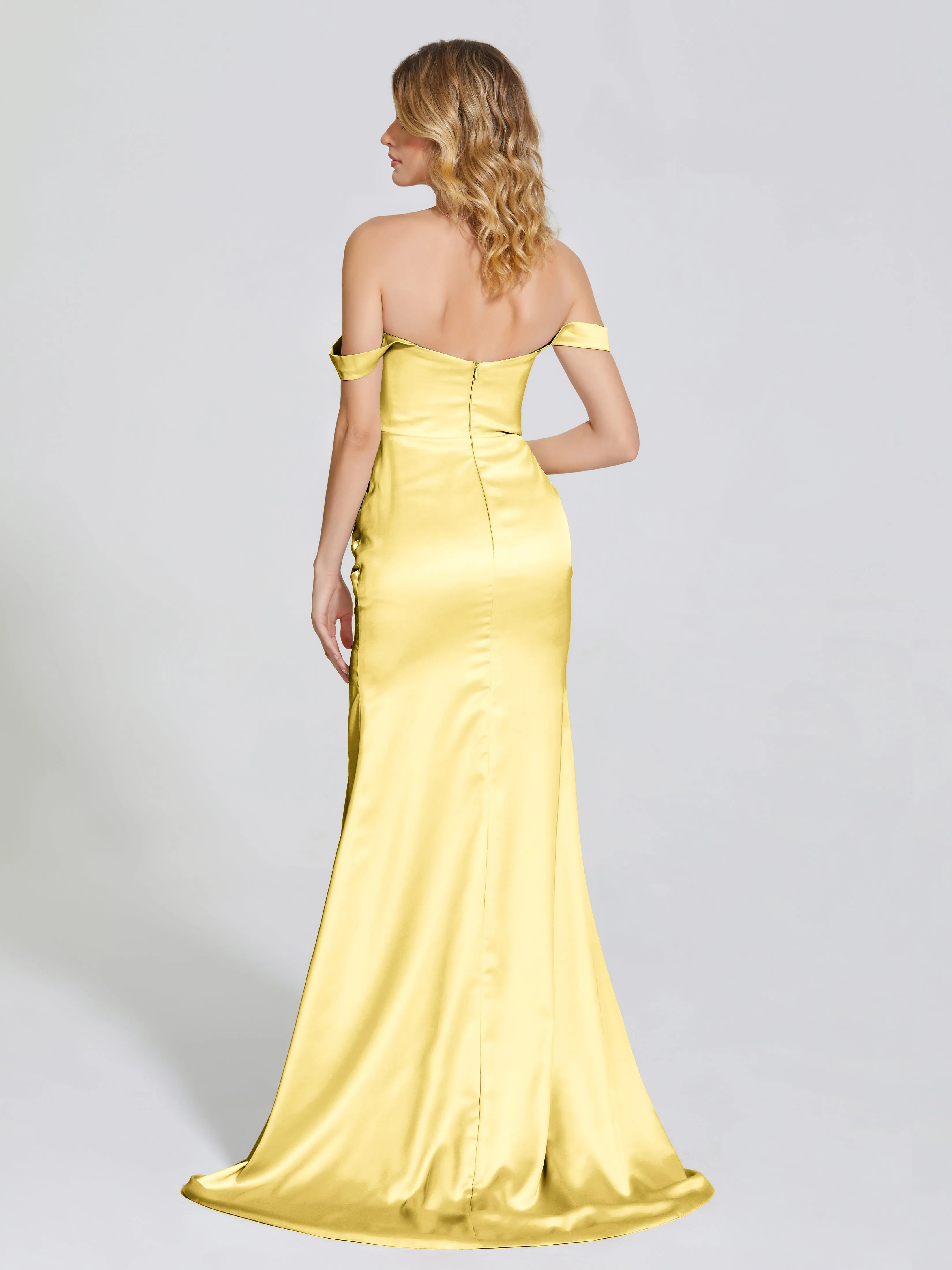 Off The Shoulder Soft Satin Prom Dresses