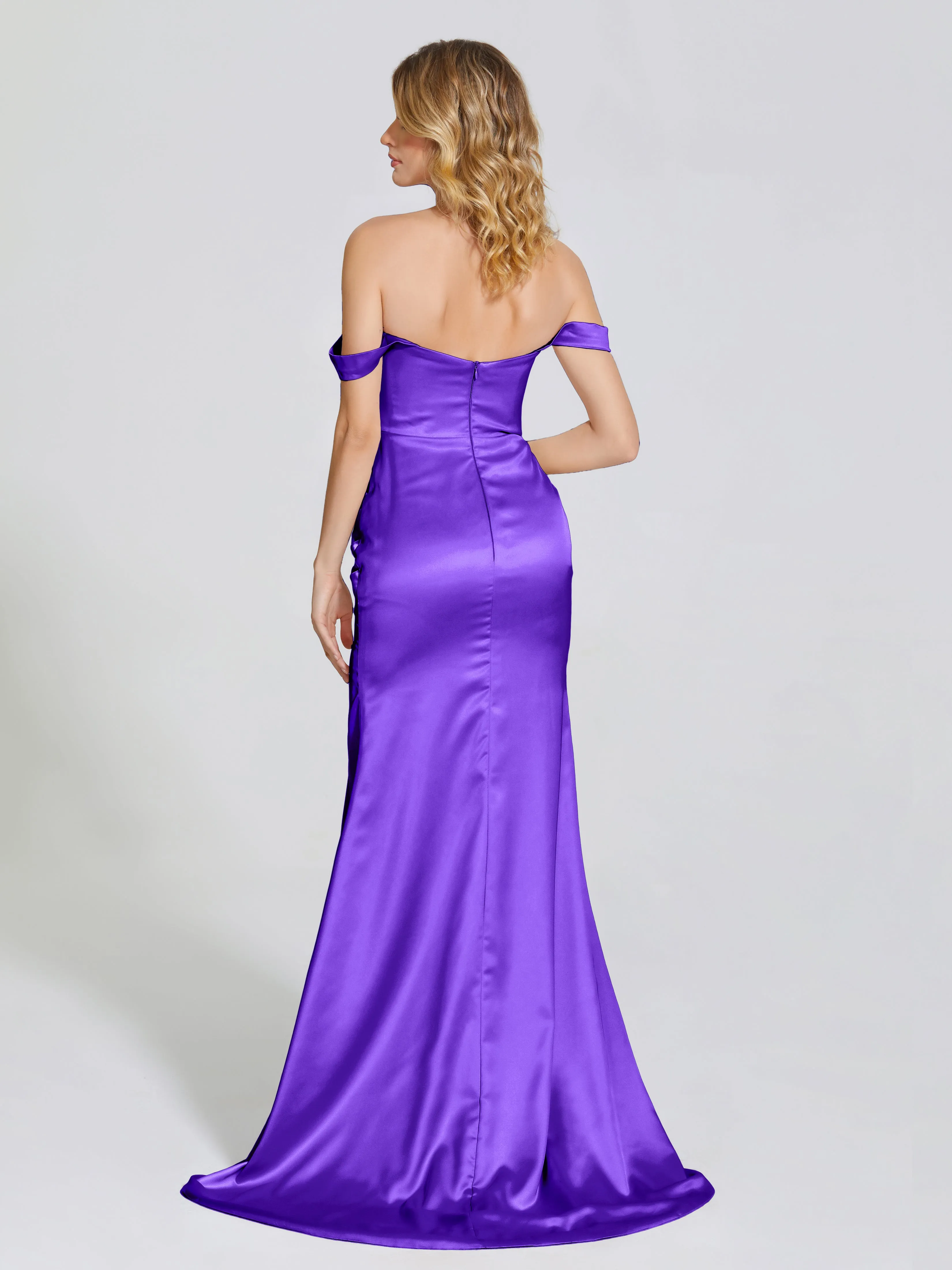 Off The Shoulder Soft Satin Prom Dresses