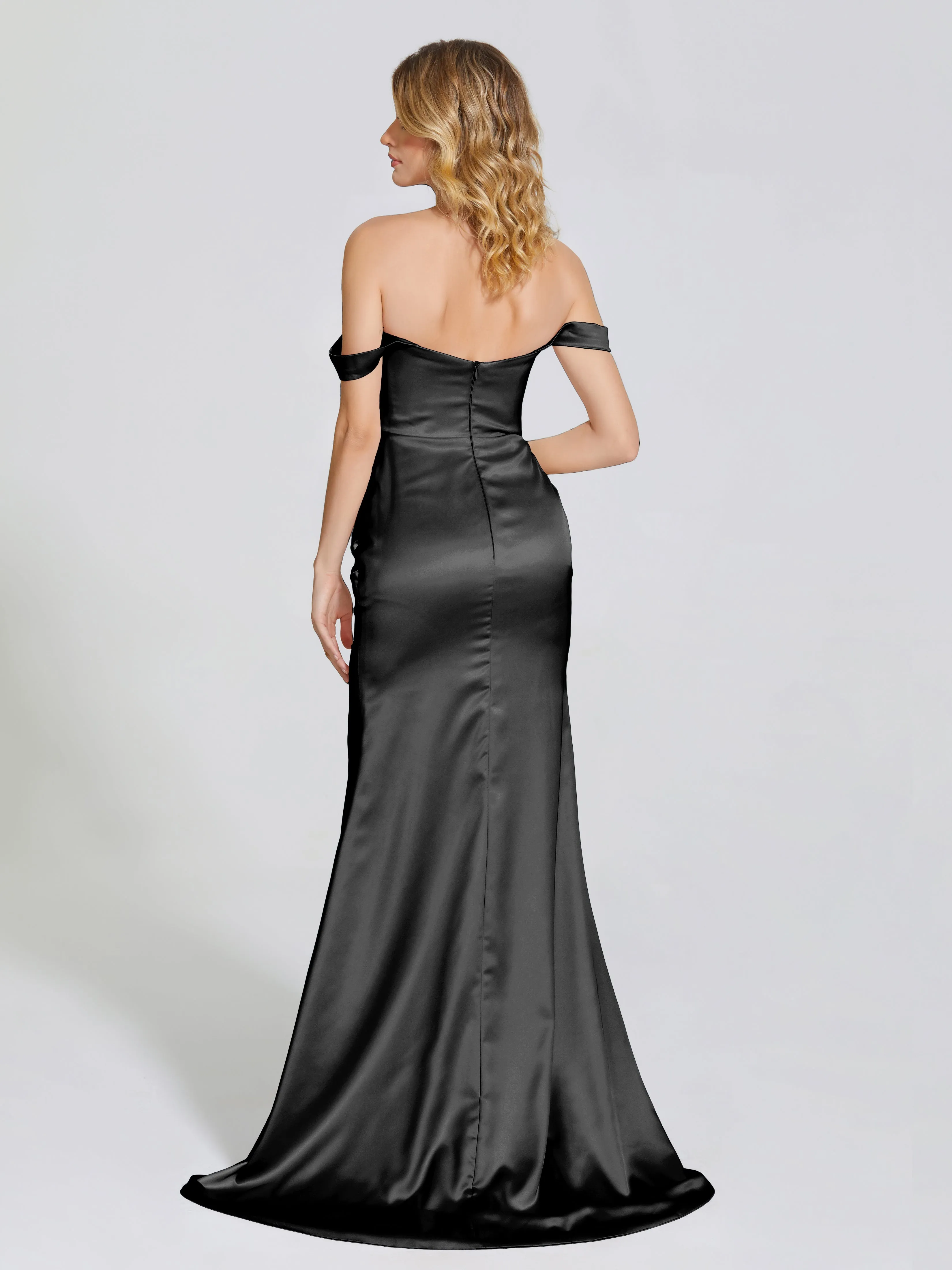 Off The Shoulder Soft Satin Prom Dresses