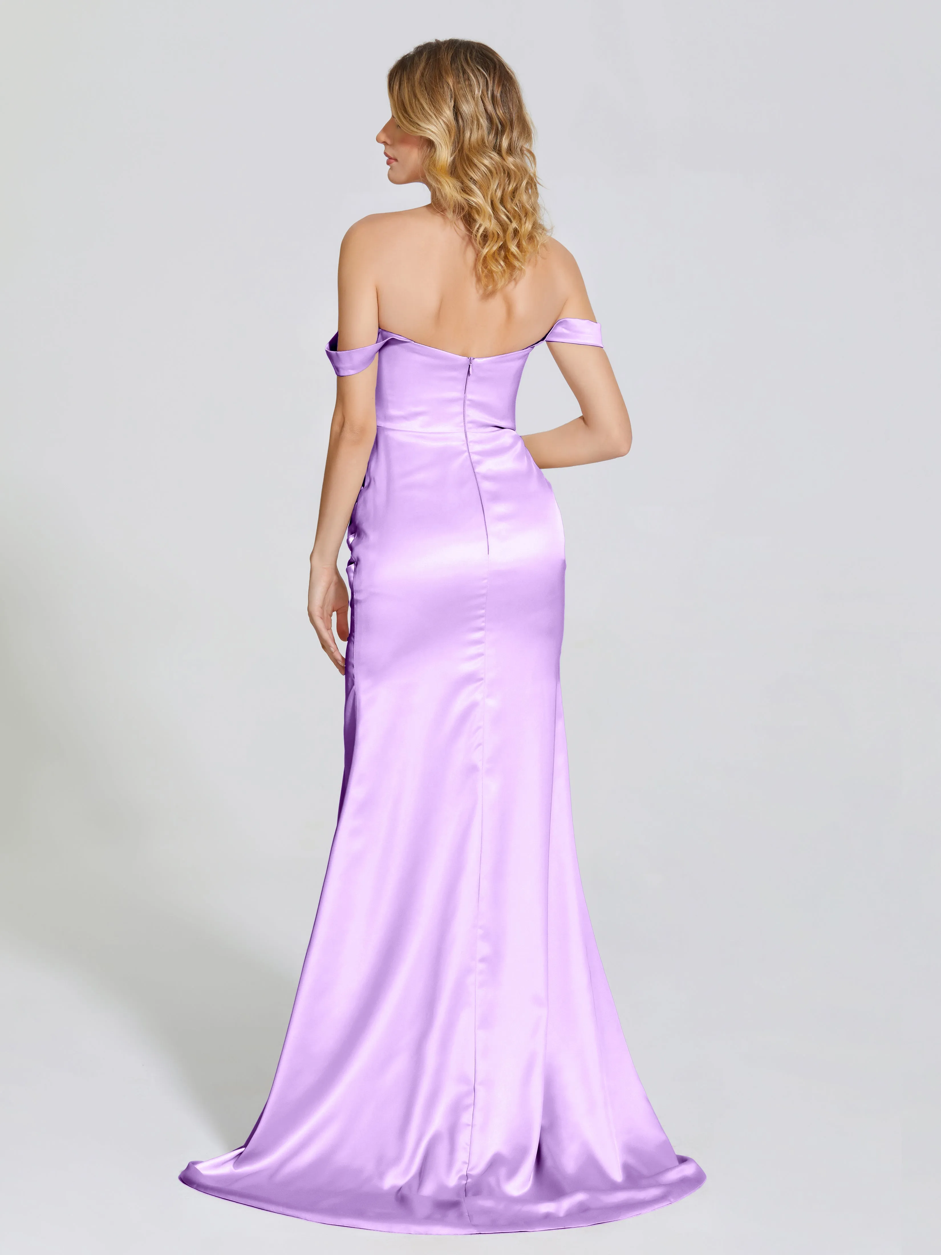 Off The Shoulder Soft Satin Prom Dresses