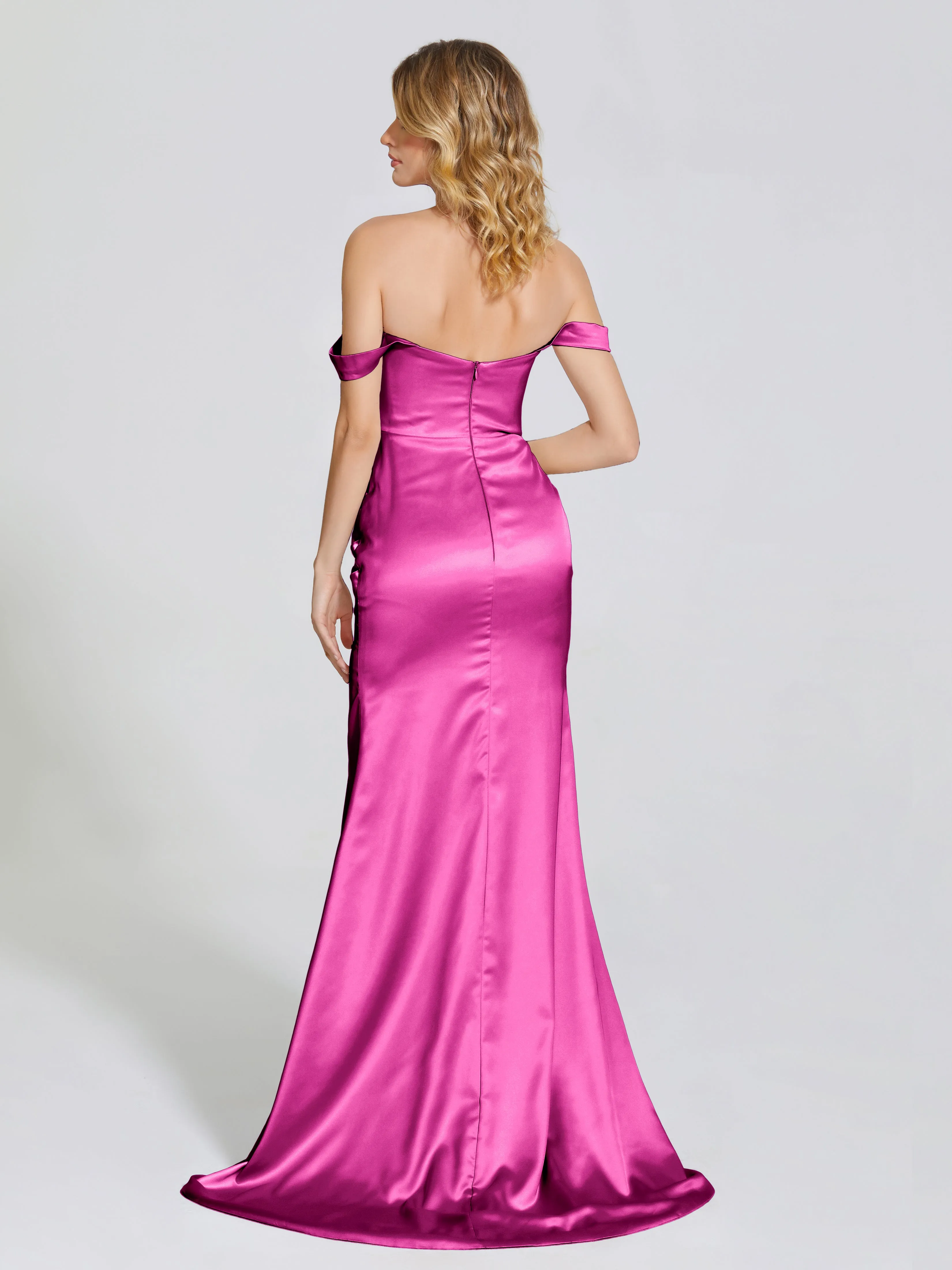 Off The Shoulder Soft Satin Prom Dresses