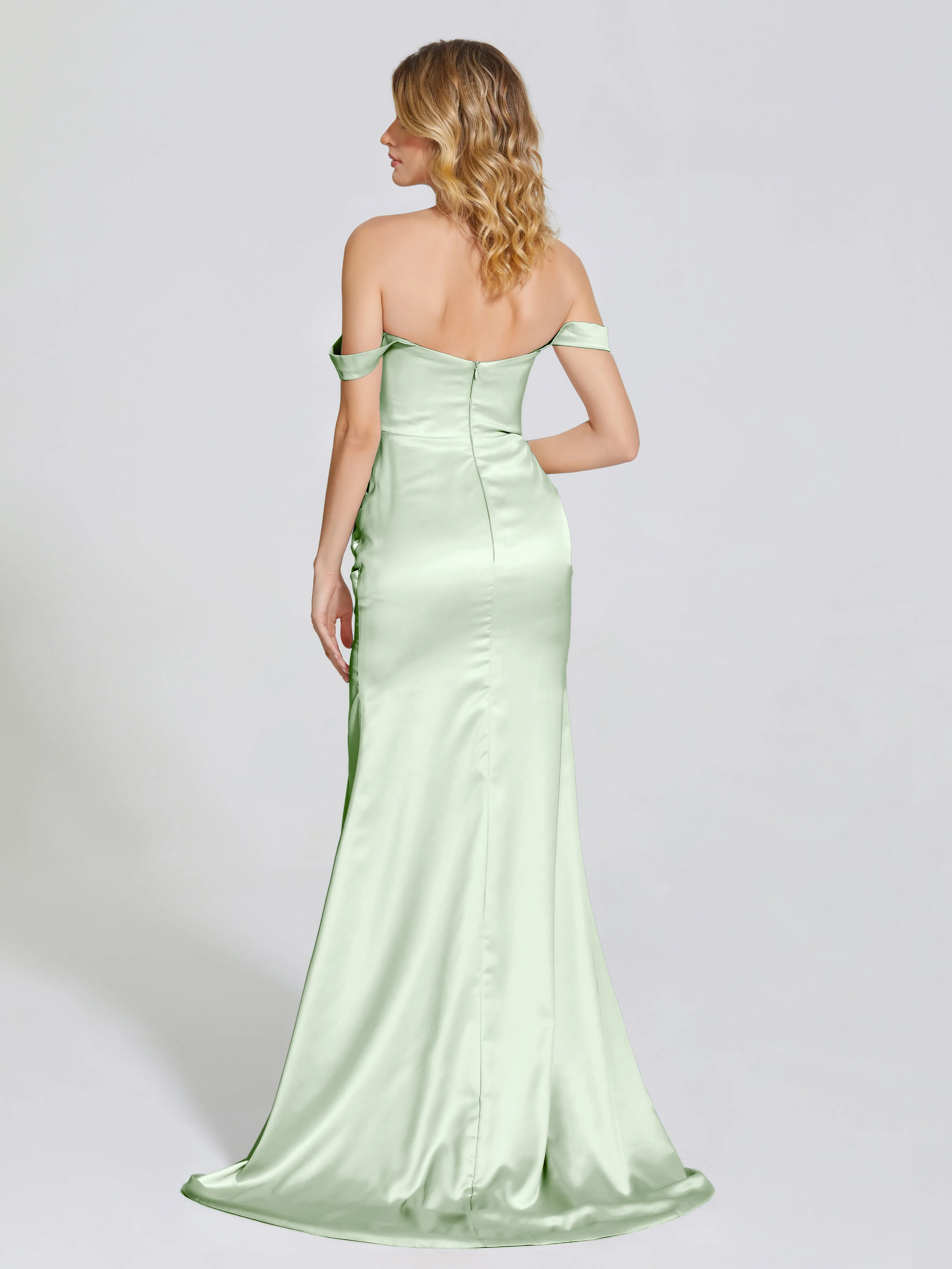 Off The Shoulder Soft Satin Prom Dresses