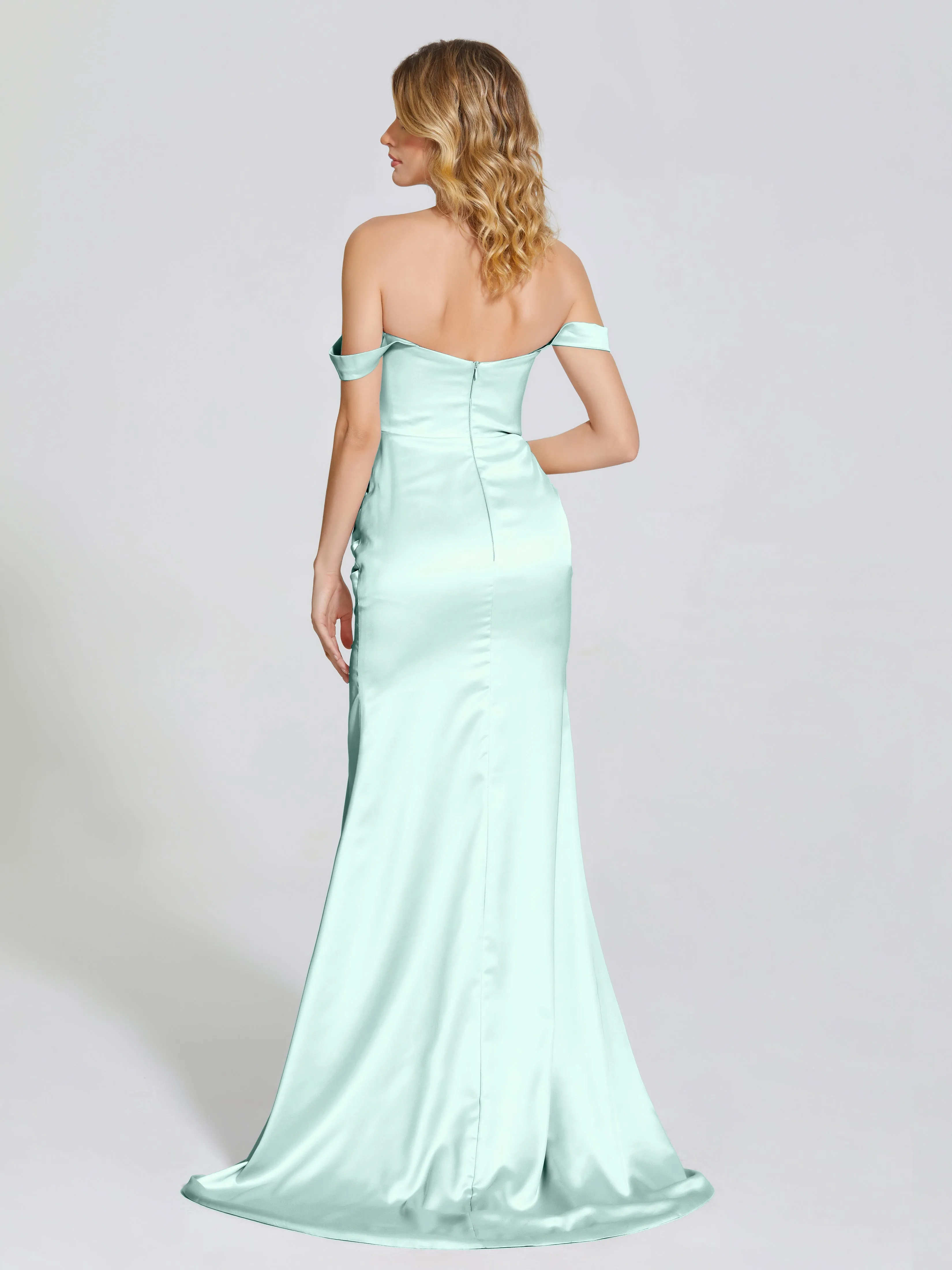 Off The Shoulder Soft Satin Prom Dresses