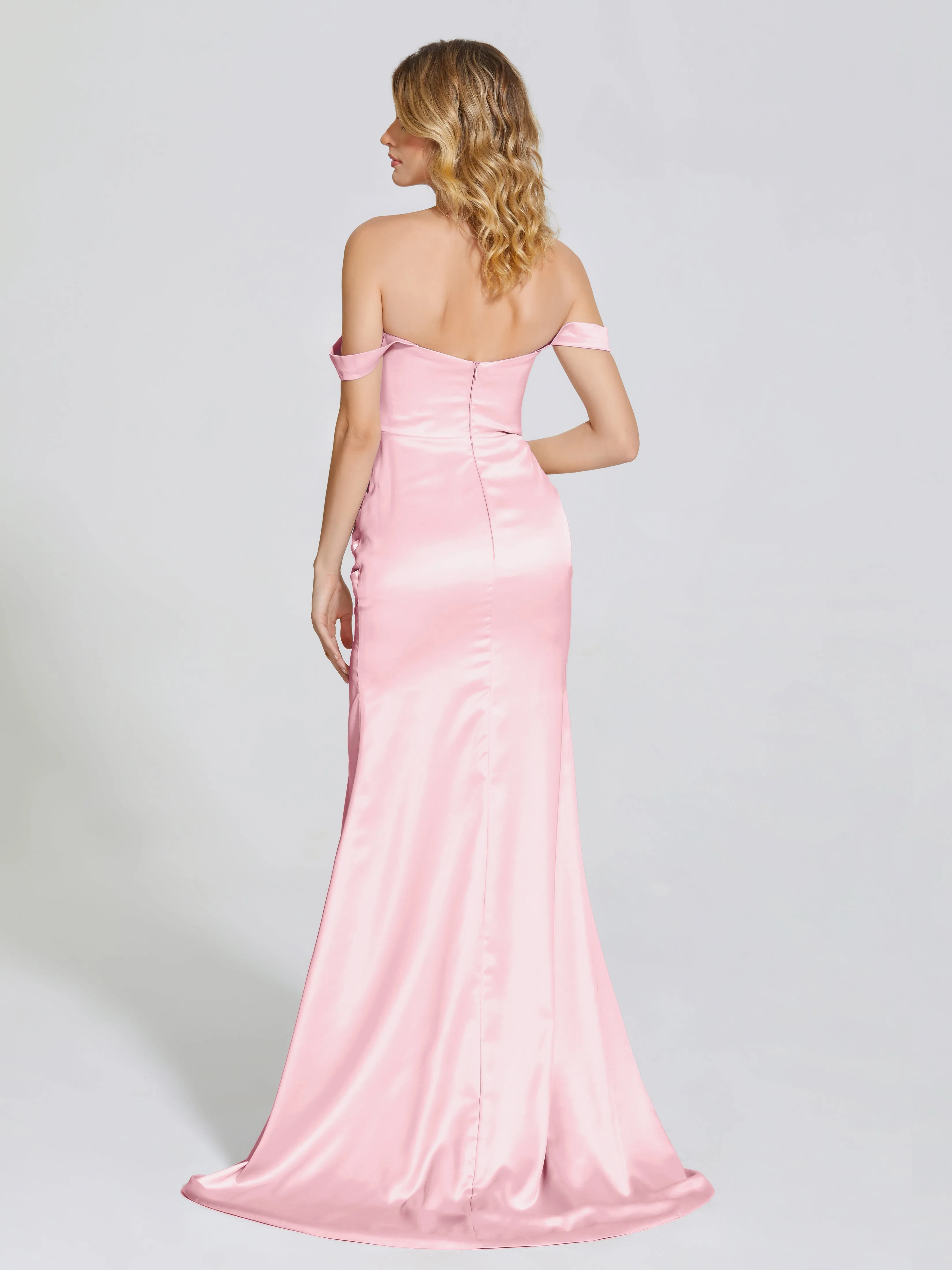 Off The Shoulder Soft Satin Prom Dresses
