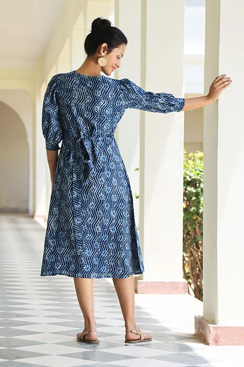 Okhai 'Meanderer' Pure Cotton Hand Block Printed Wrap Dress