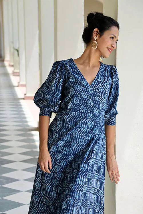 Okhai 'Meanderer' Pure Cotton Hand Block Printed Wrap Dress