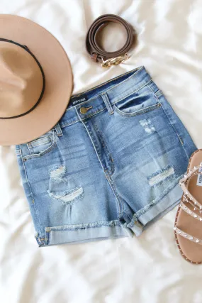 On The Road Distressed Denim Shorts