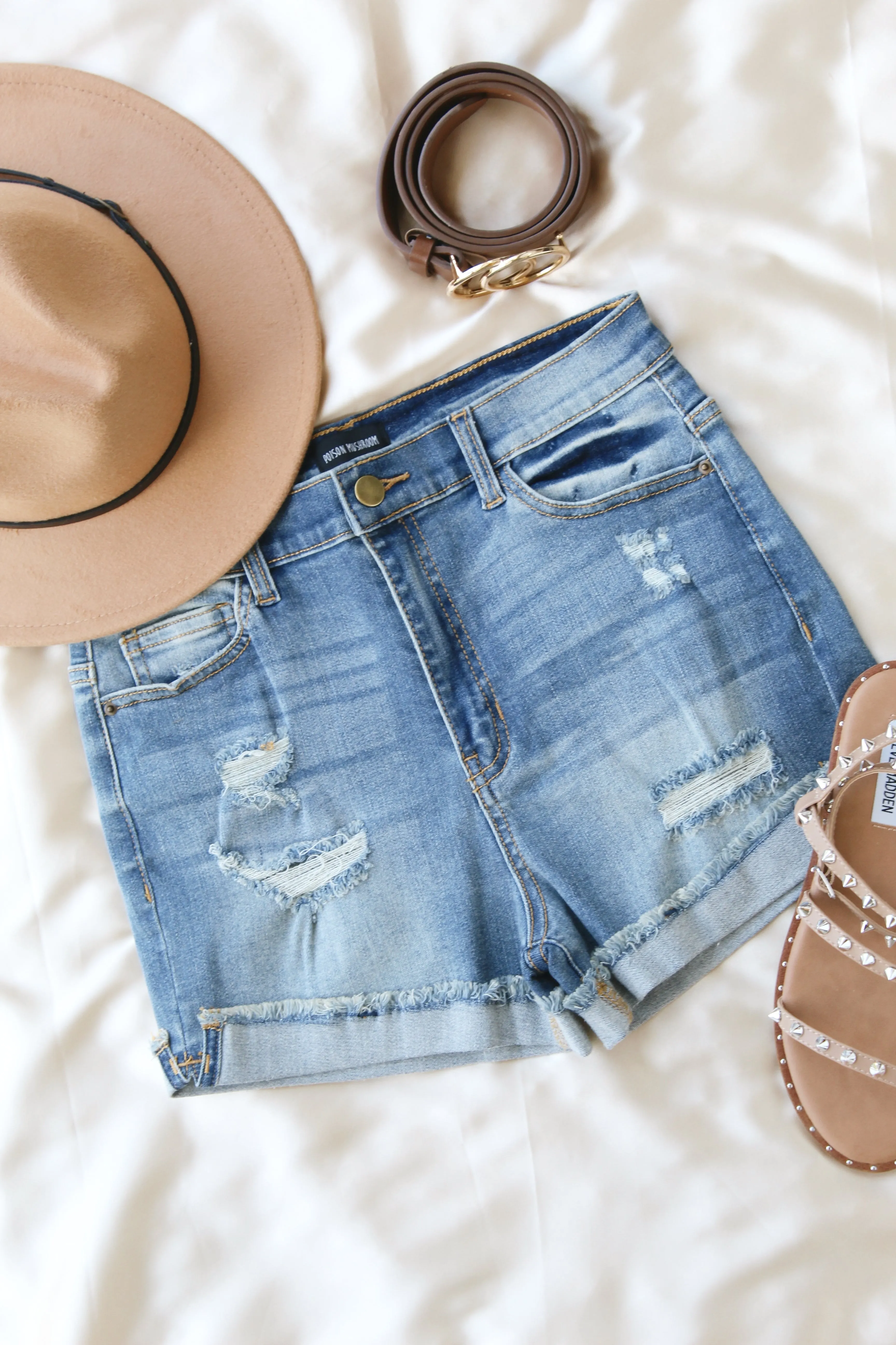 On The Road Distressed Denim Shorts
