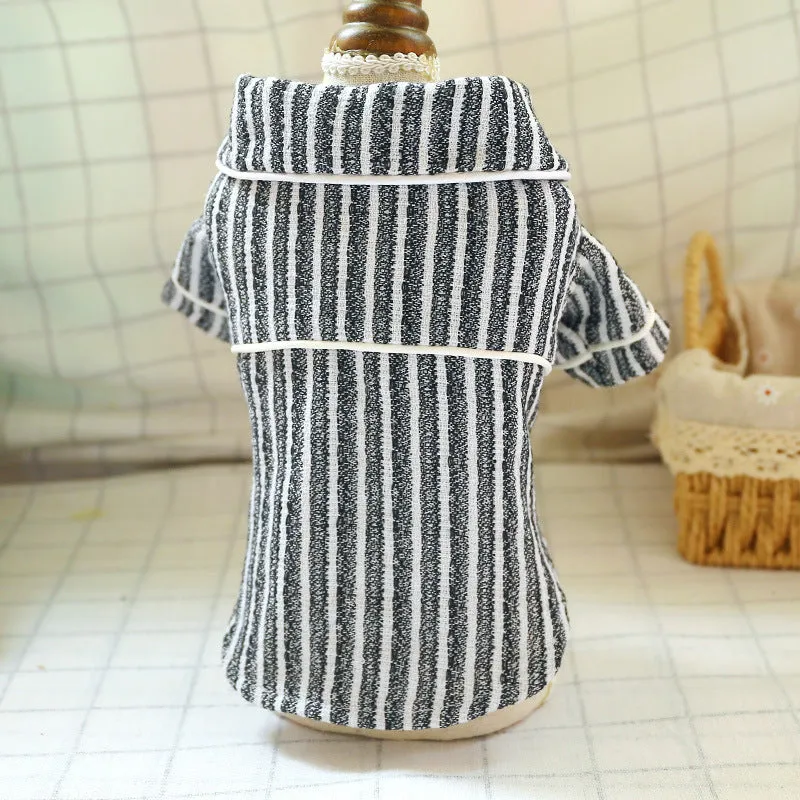 Pet Fashion Striped Cotton & Linen Pajamas Cute Home Wear for Dogs and Cats, Perfect Gift for Pet Lovers