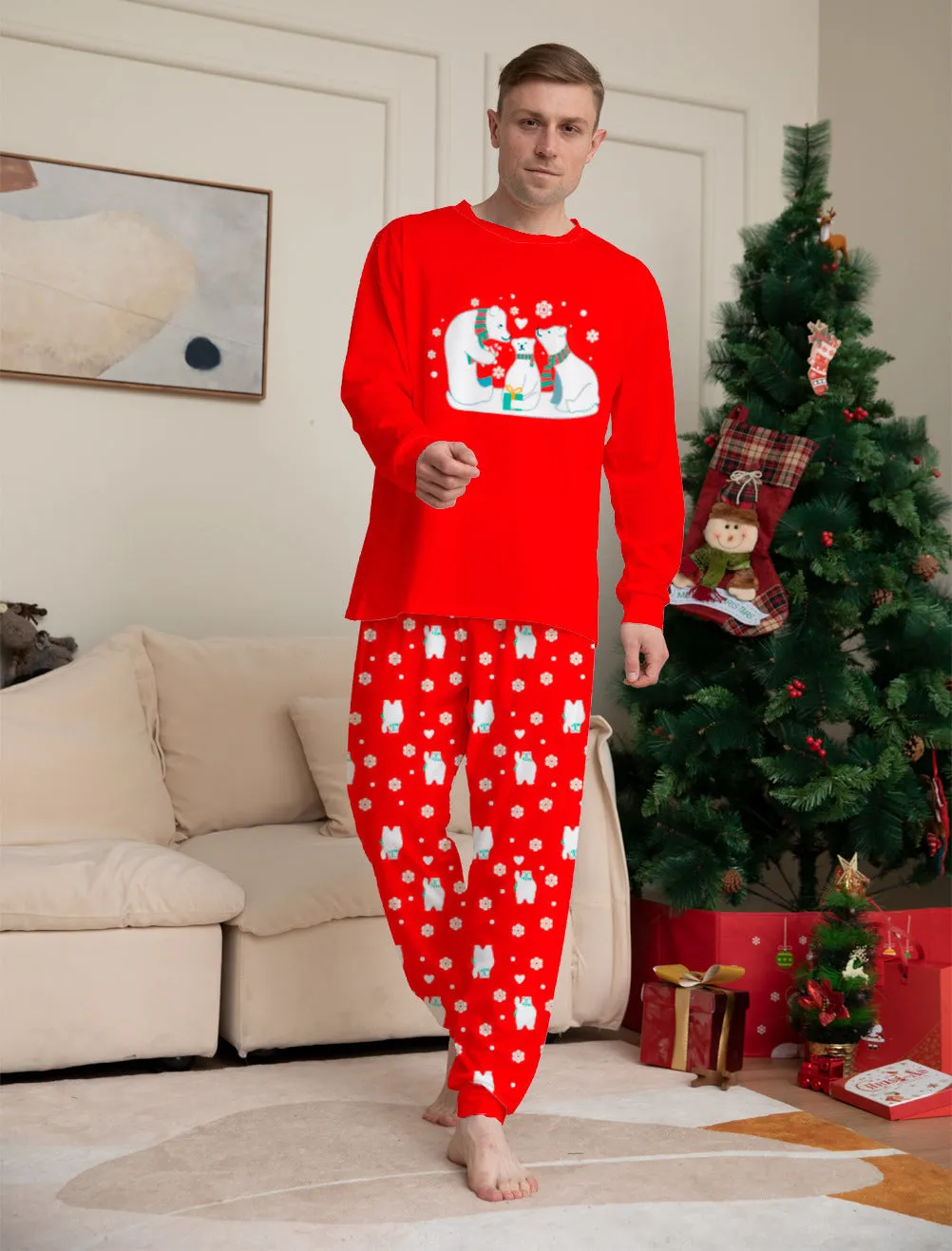 Polar Bear Printed Family Matching Christmas Pajamas Sets