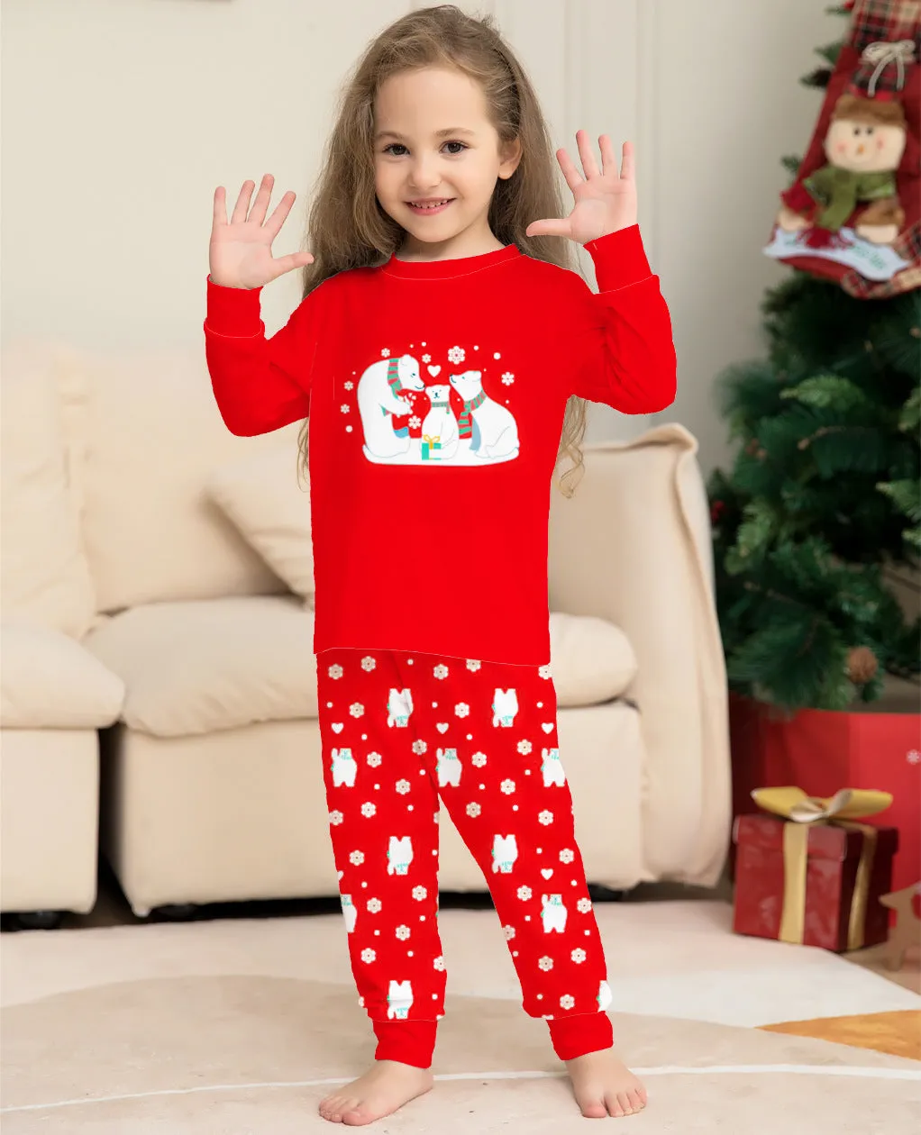 Polar Bear Printed Family Matching Christmas Pajamas Sets