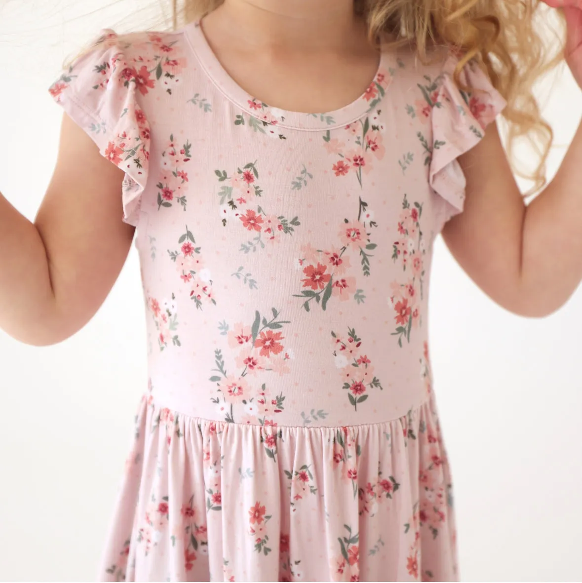 Posh Peanut Cap Sleeve Ruffled Twirl Dress - London
