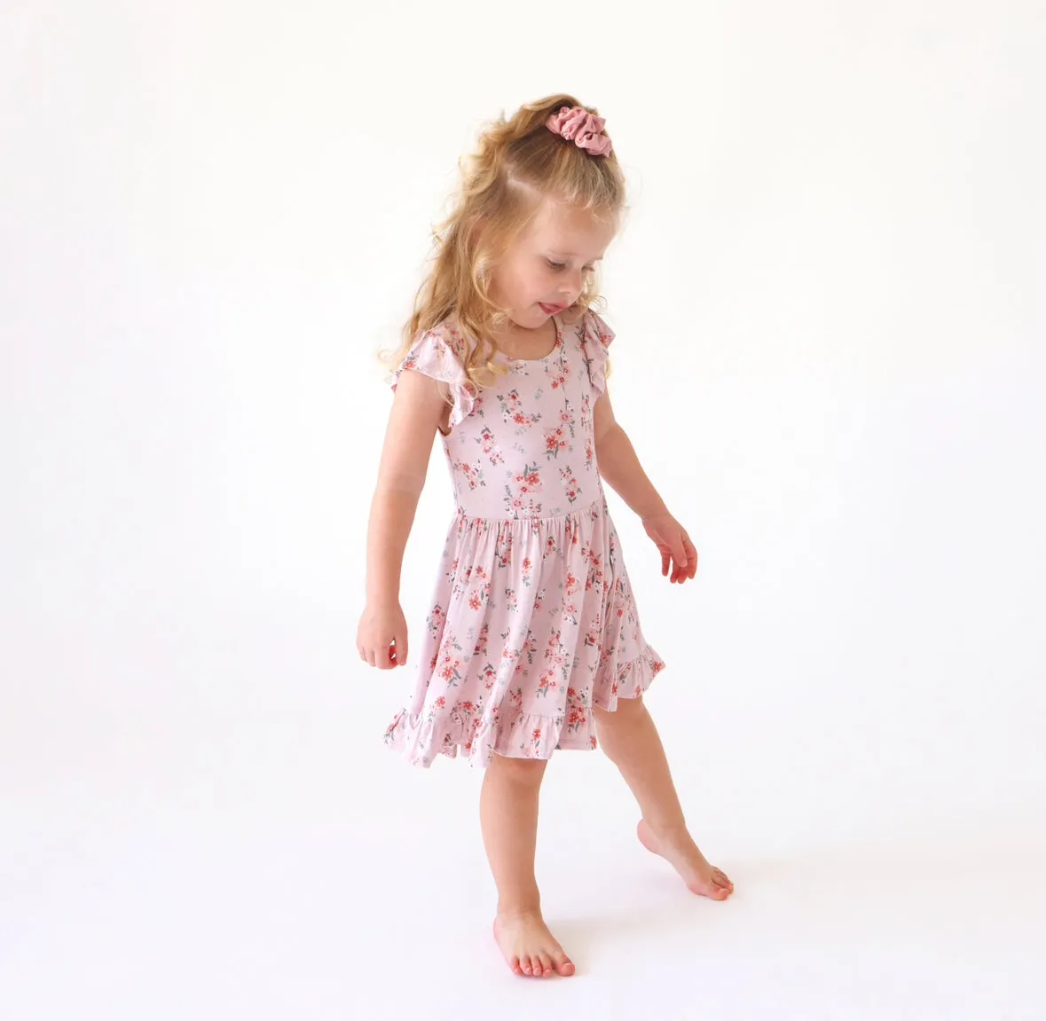Posh Peanut Cap Sleeve Ruffled Twirl Dress - London
