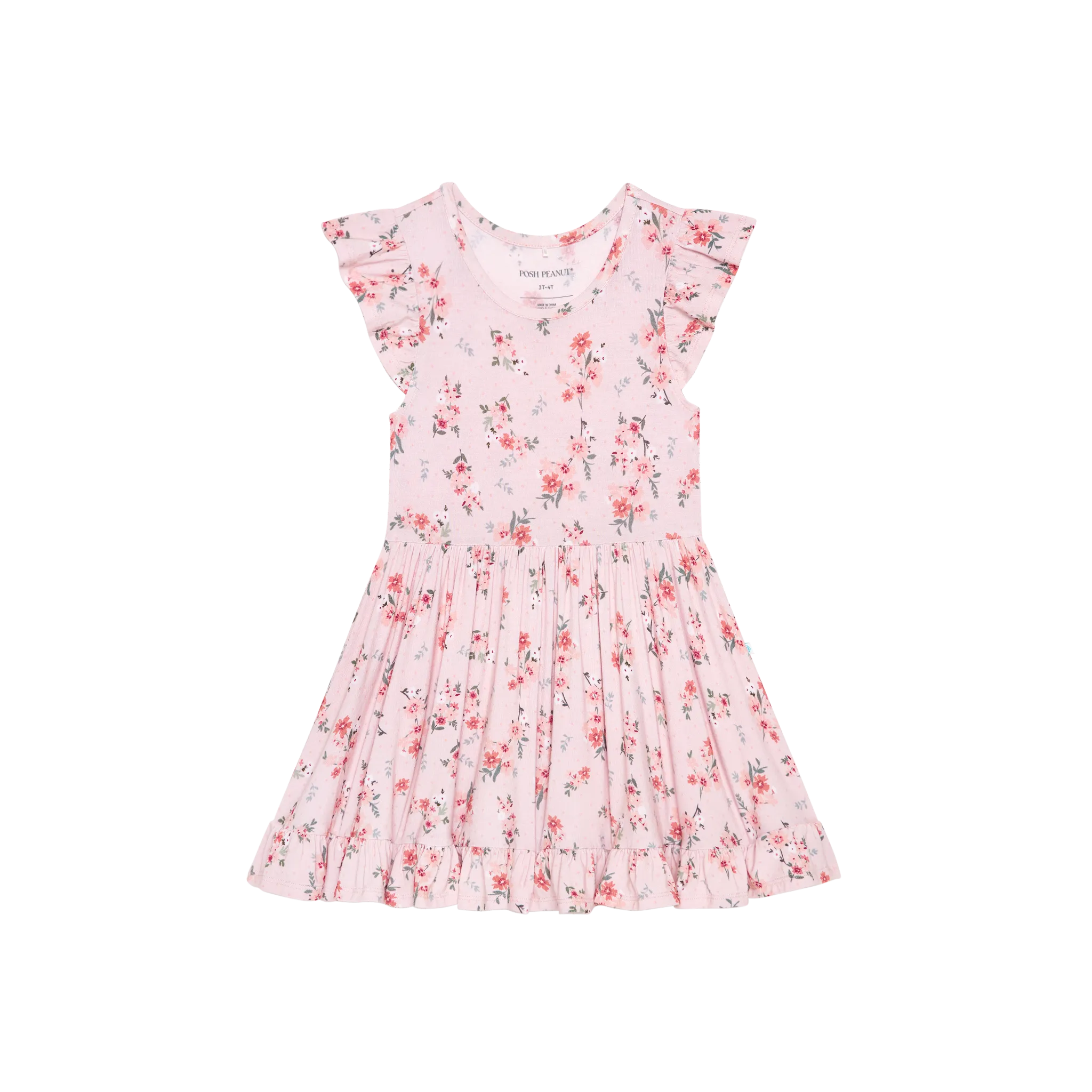 Posh Peanut Cap Sleeve Ruffled Twirl Dress - London
