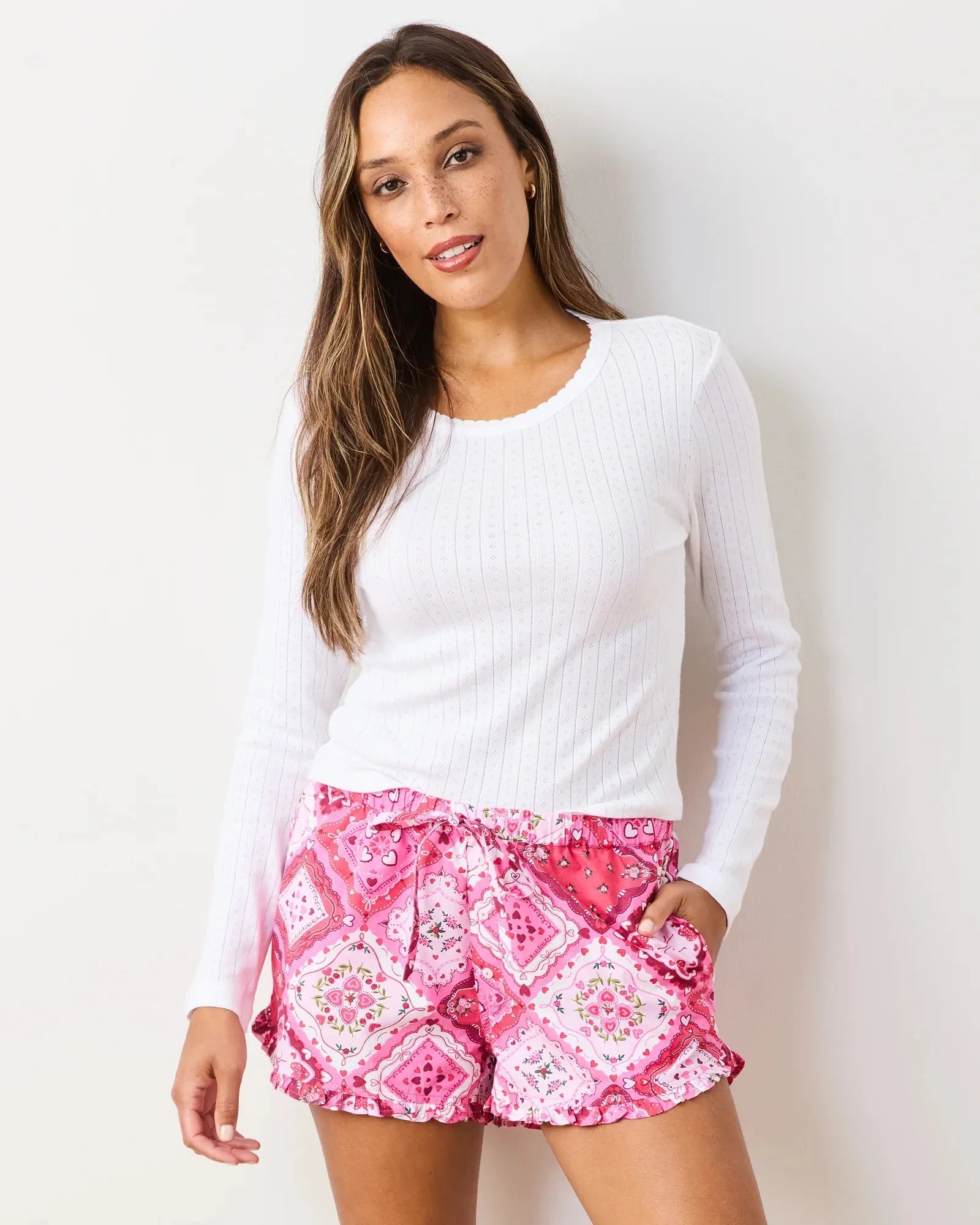Print Fresh Vintage Valentine Pajama Shorts