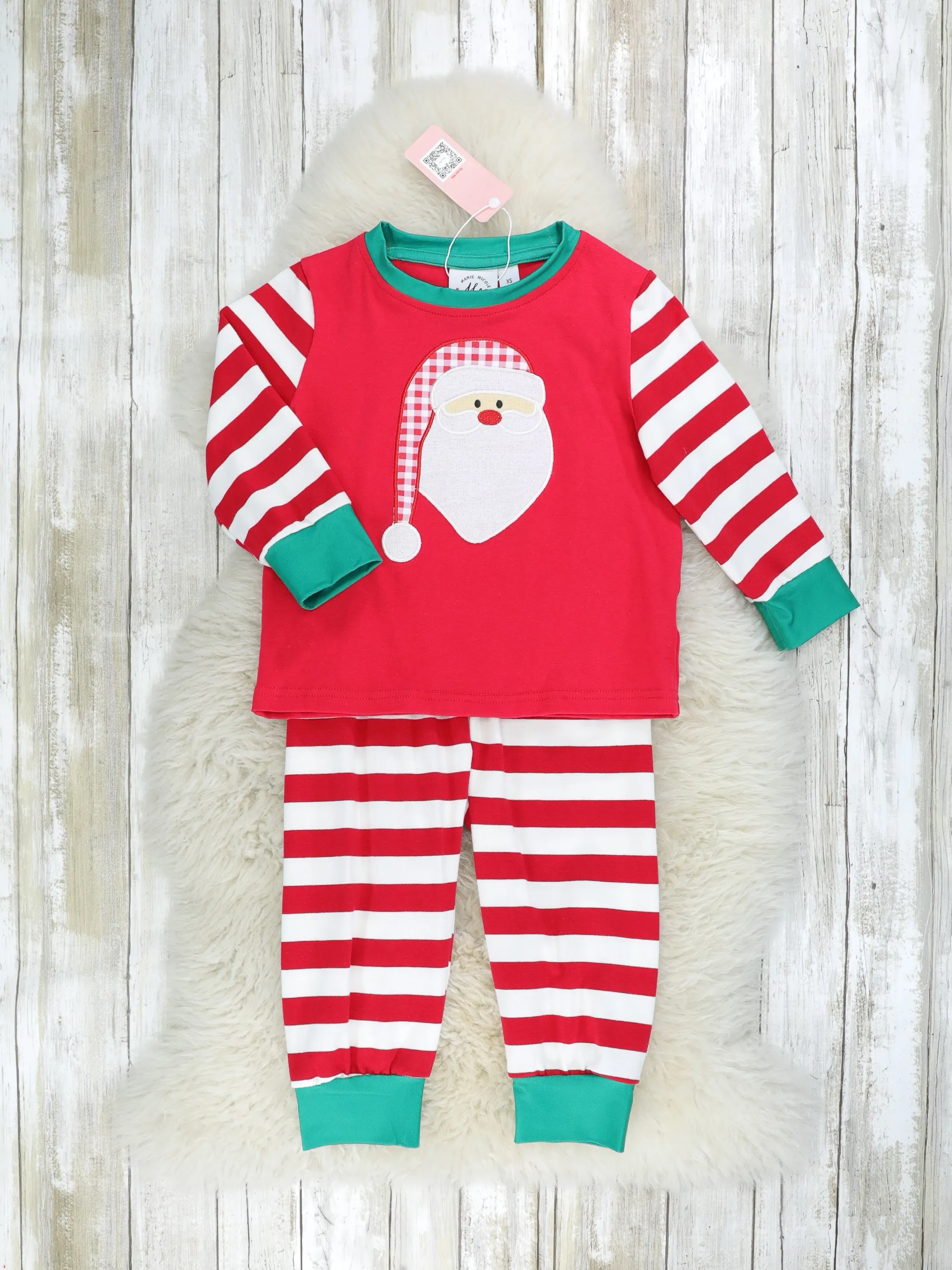 Red Striped Santa Raglan Pajamas