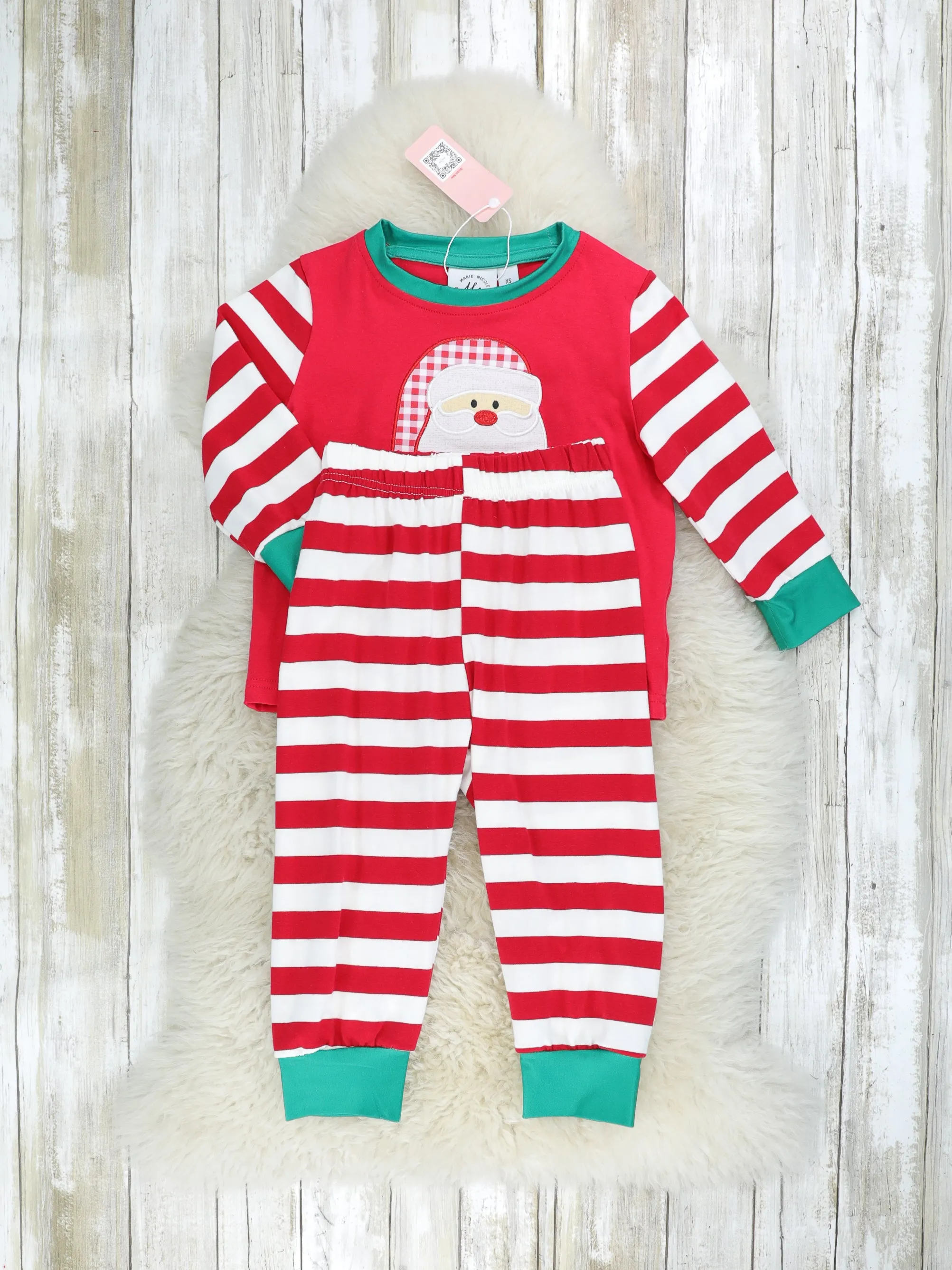 Red Striped Santa Raglan Pajamas