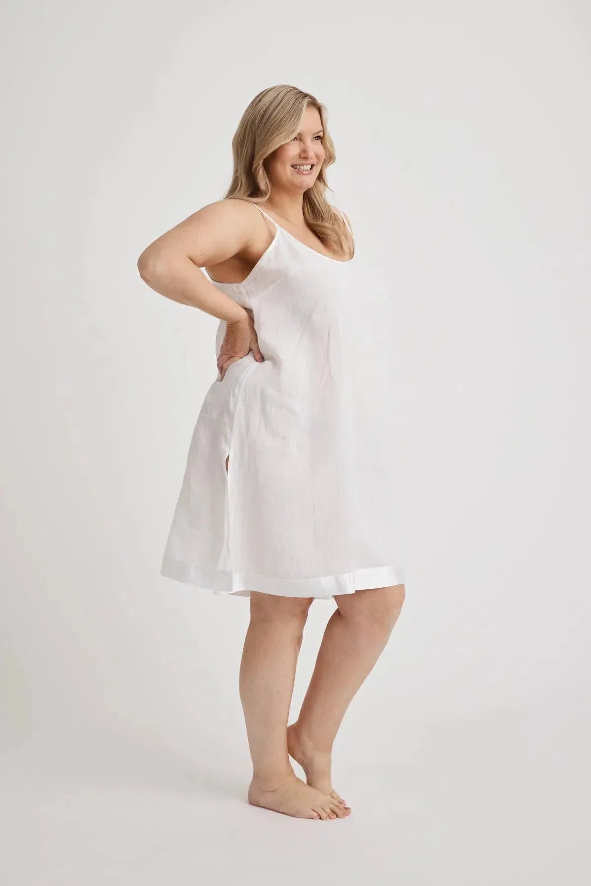 Renae - Slip Nightdress - Short - White