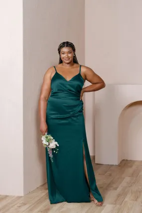 Rory Satin Dress | Ready To Ship | Classic Emerald