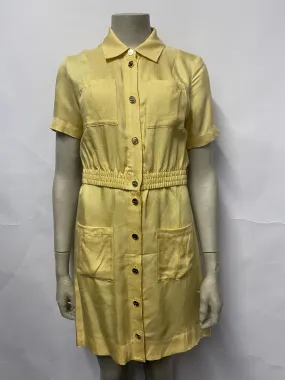 Sandro Yellow Linen Blend Shirt Dress Small