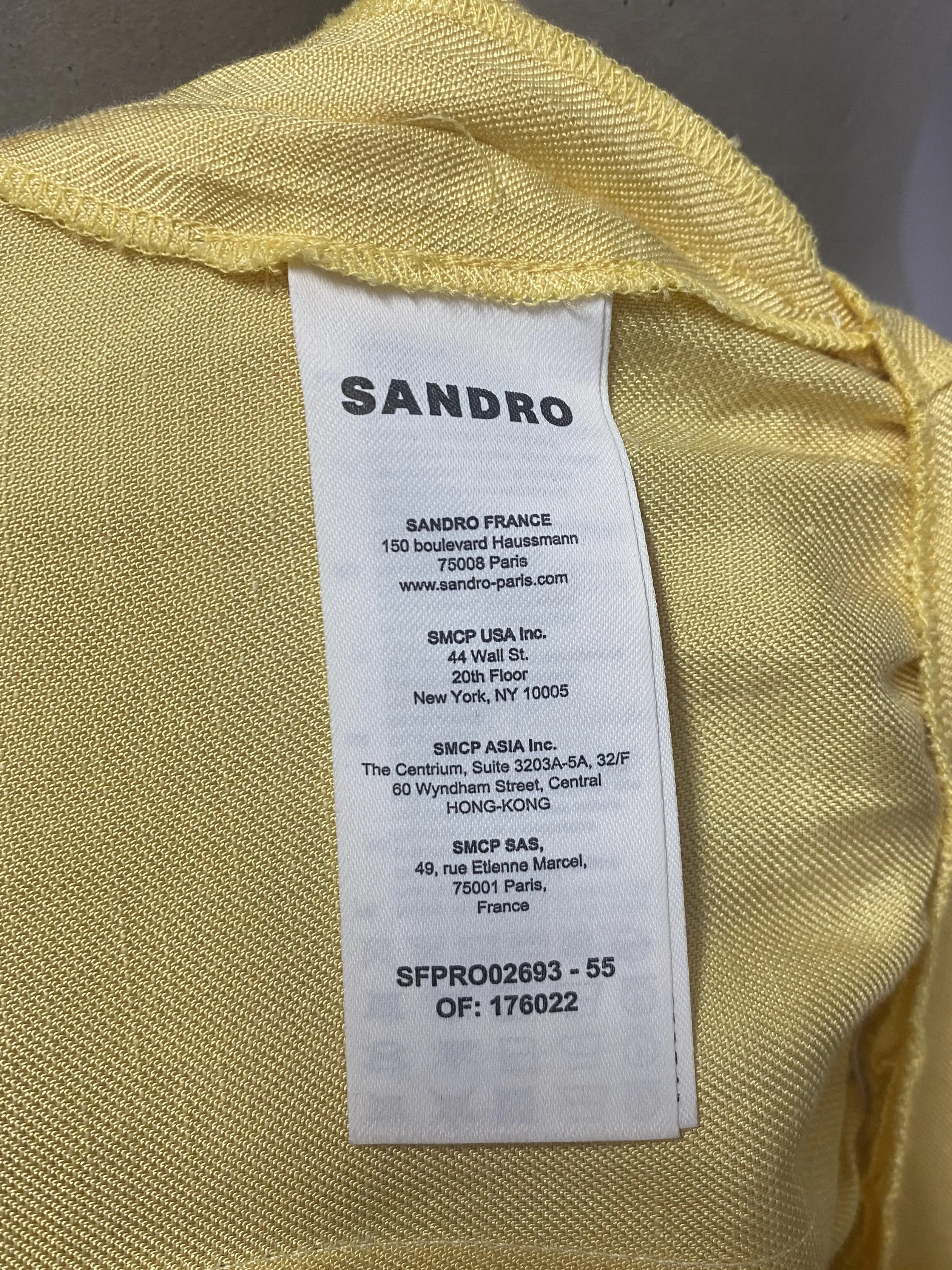 Sandro Yellow Linen Blend Shirt Dress Small