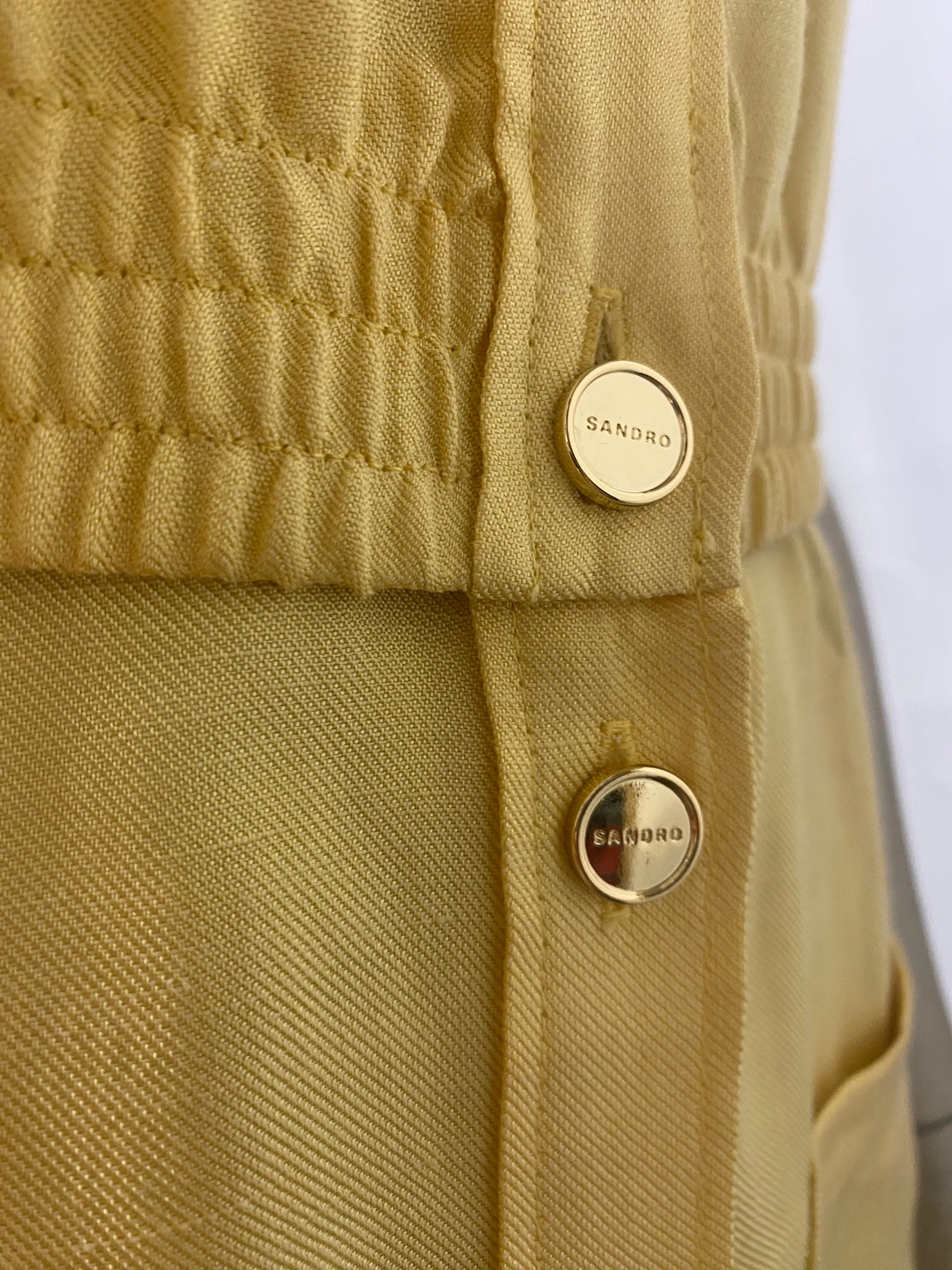 Sandro Yellow Linen Blend Shirt Dress Small