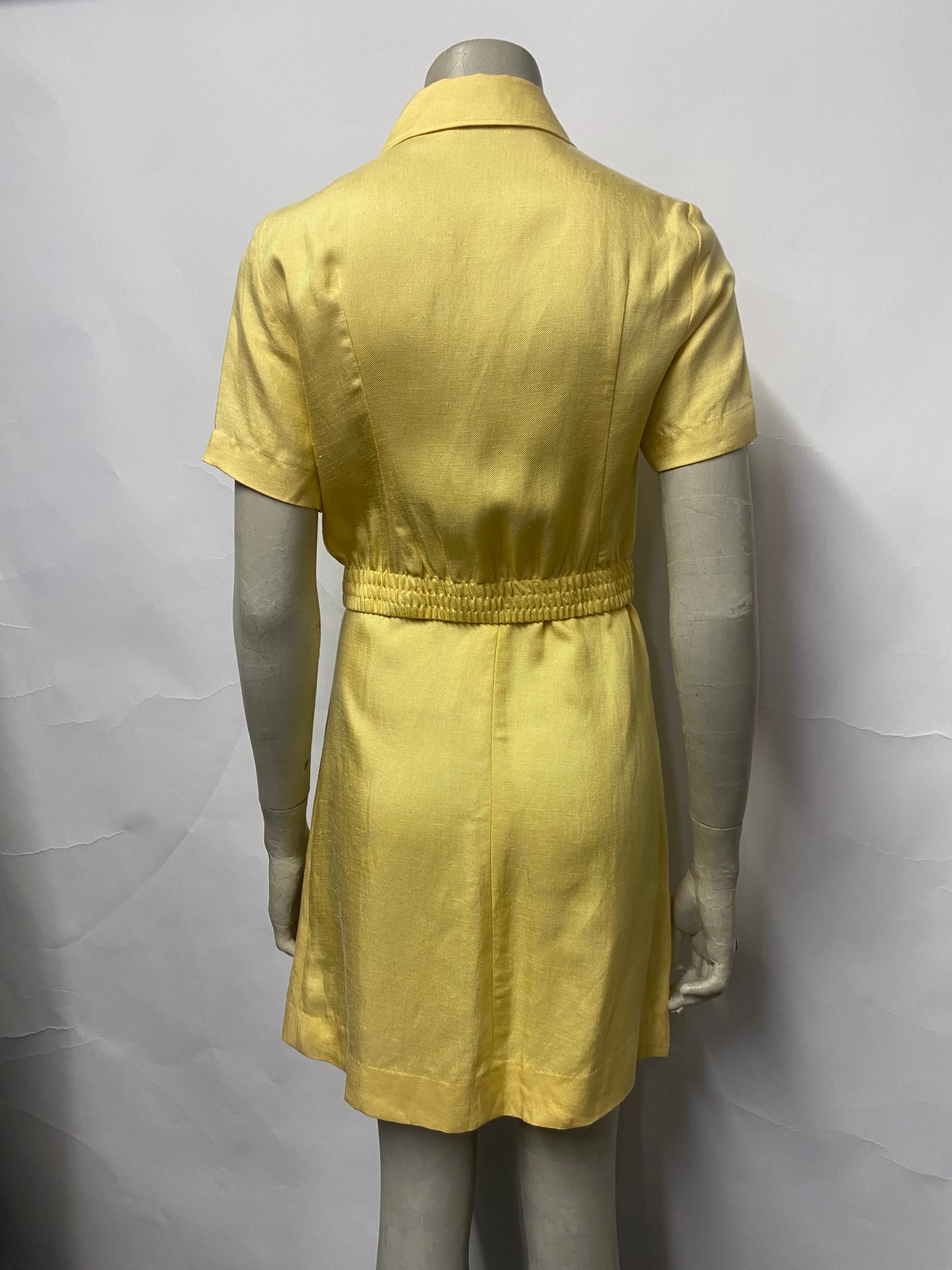 Sandro Yellow Linen Blend Shirt Dress Small