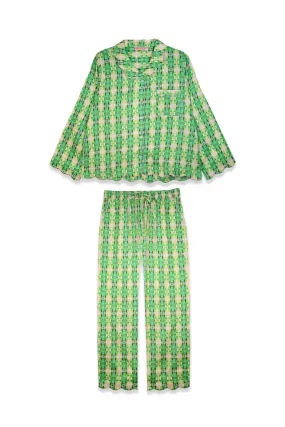 Scalloped Pajama Set Long - Flora Green