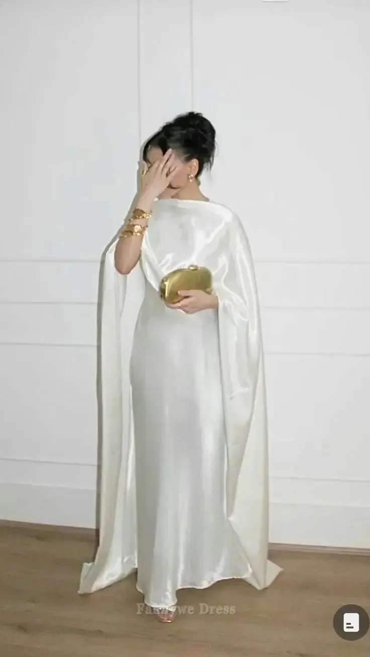 Sheath Elegant Off Shoulder Sheath Satin White Long formal dresses Bridesmaid Dresses evening gown Prom Dress