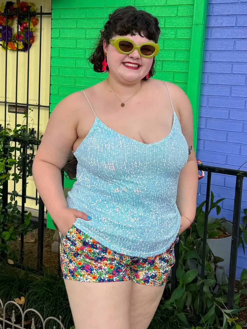 Shining for You Blue Tank (1X-3X)