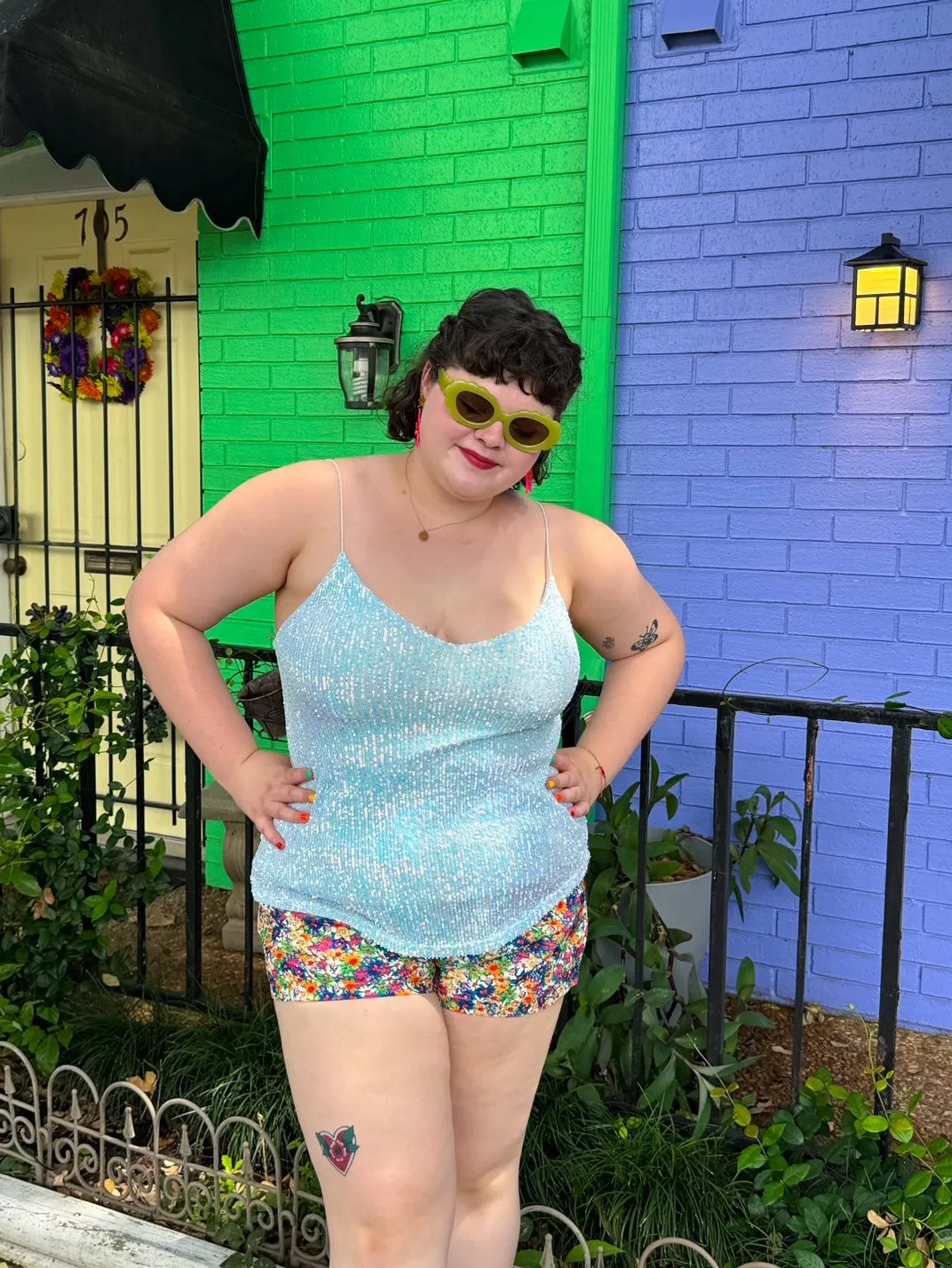 Shining for You Blue Tank (1X-3X)