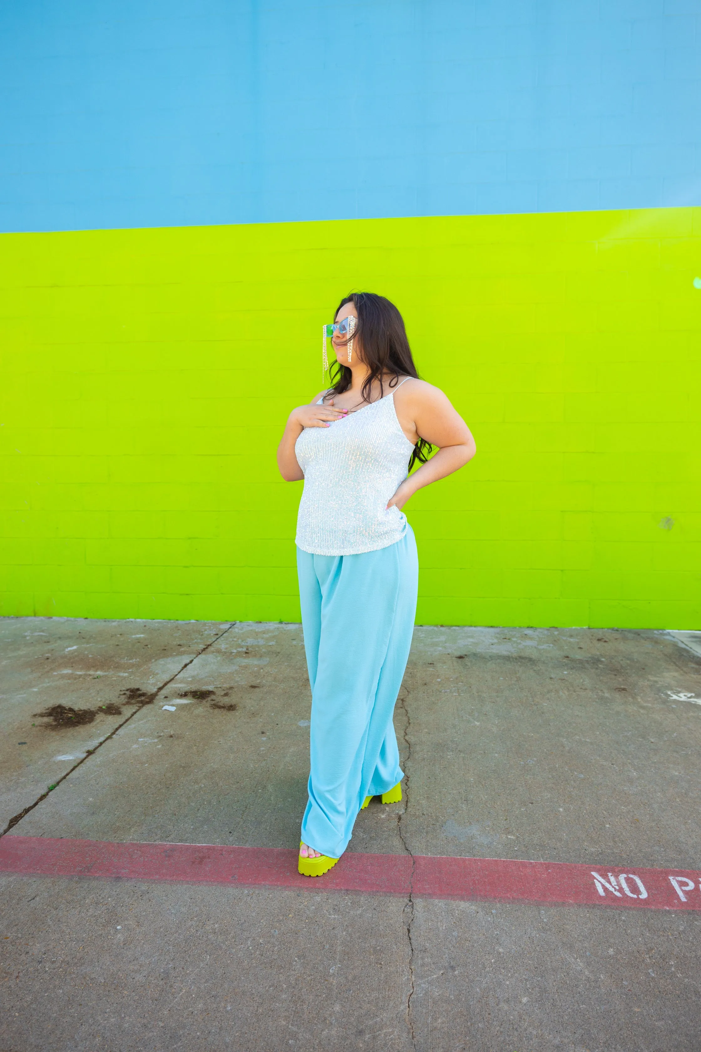 Shining for You Blue Tank (1X-3X)