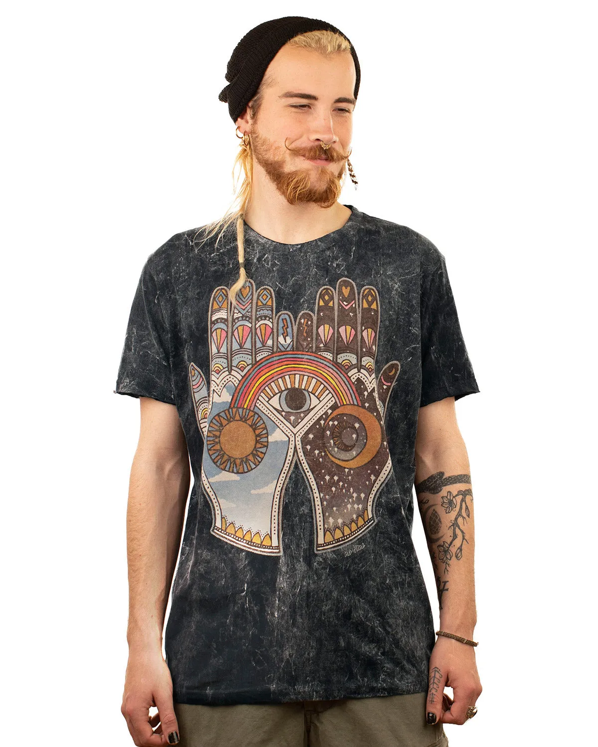 Stonewash Two Hands Cotton T-shirt Black