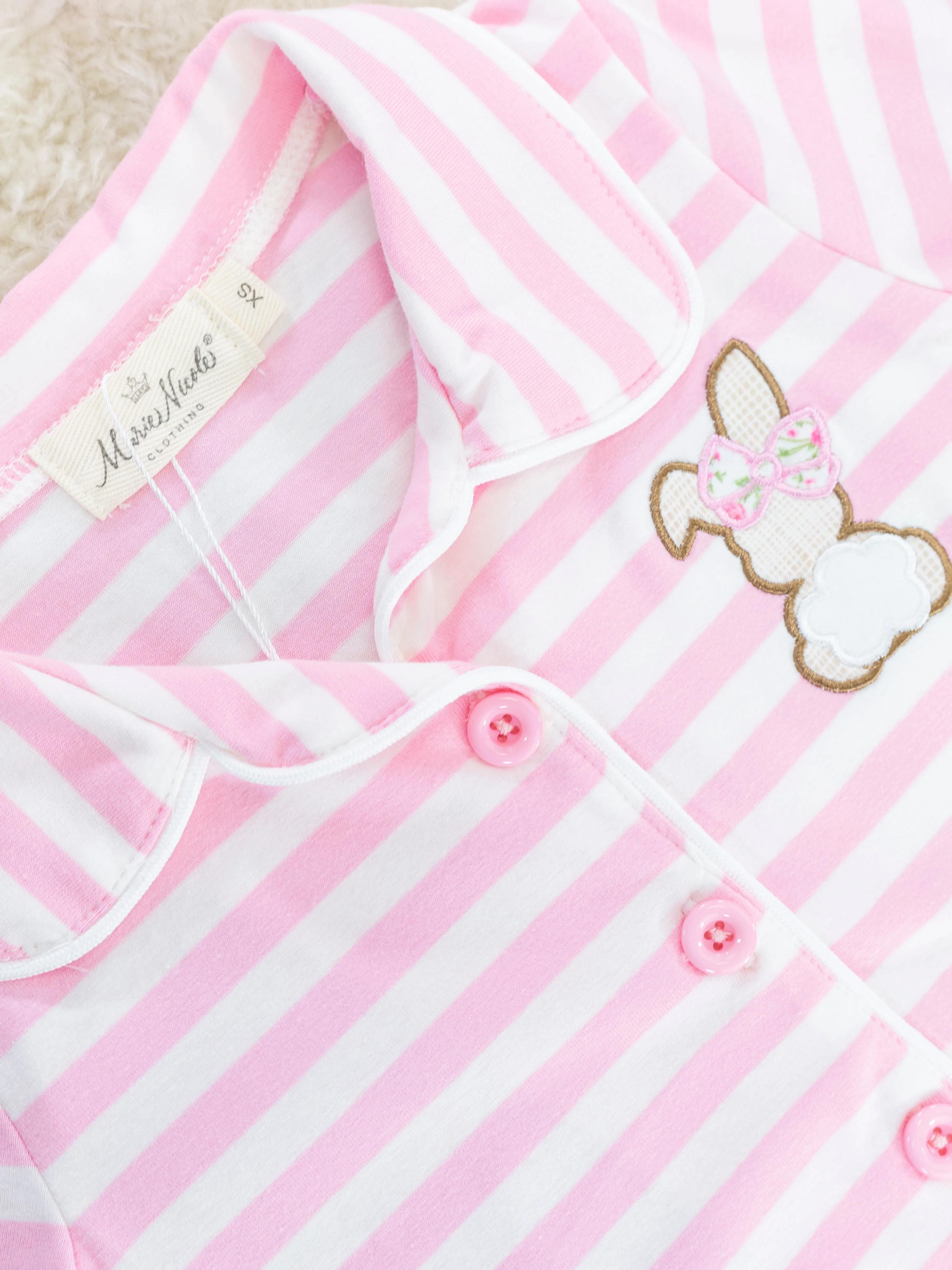 Striped Bunny & Carrots Pink Ruffle Pajamas
