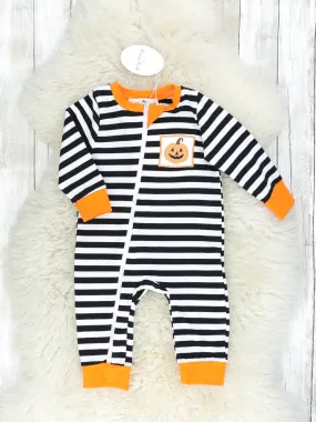 Striped Jack O Lantern Romper Pajamas