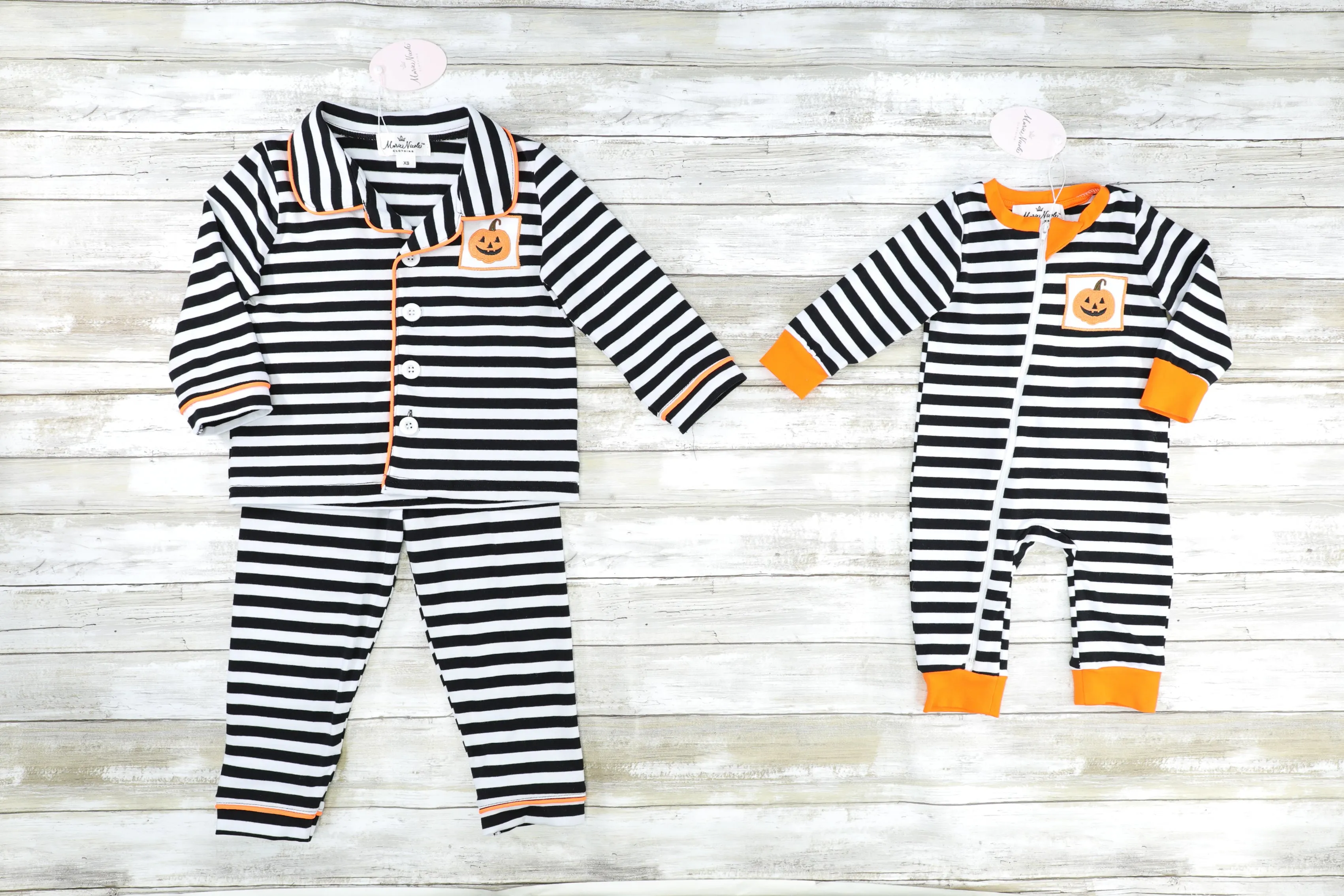 Striped Jack O Lantern Romper Pajamas