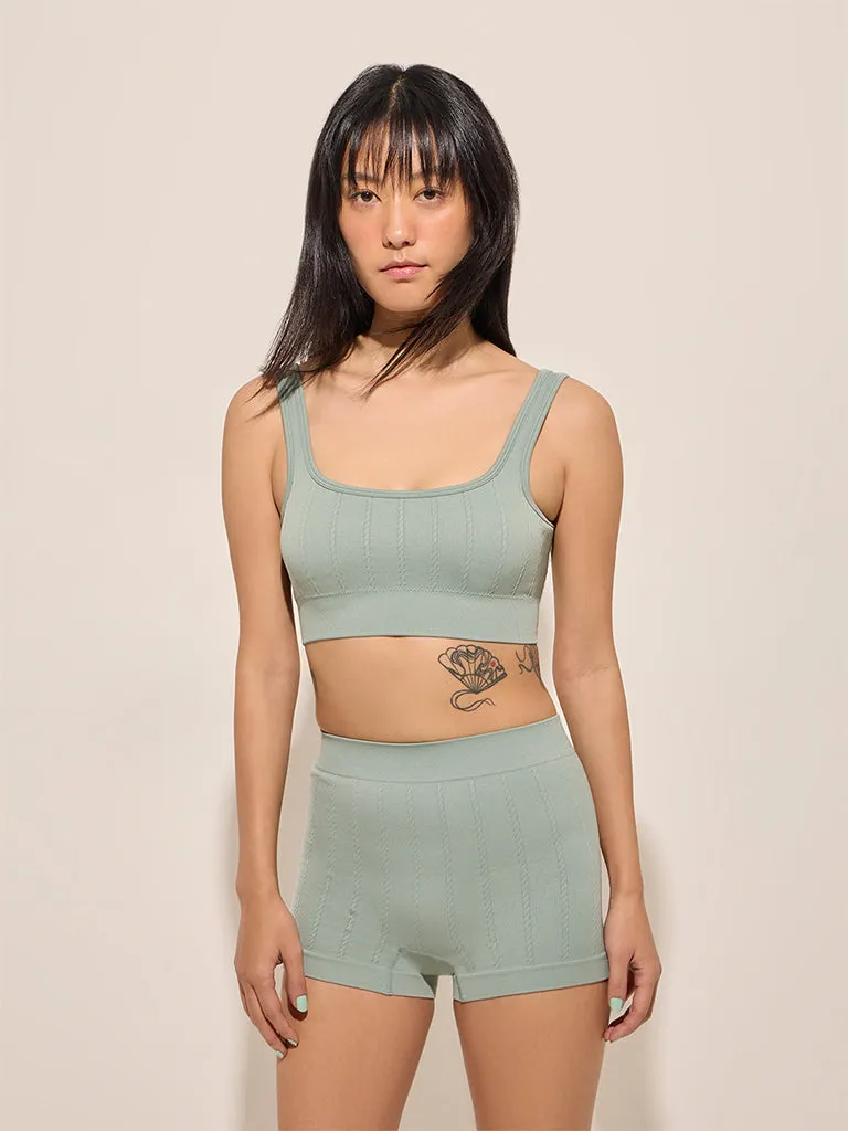Superstar Mint Ribbed Textured Boy Shorts Brief